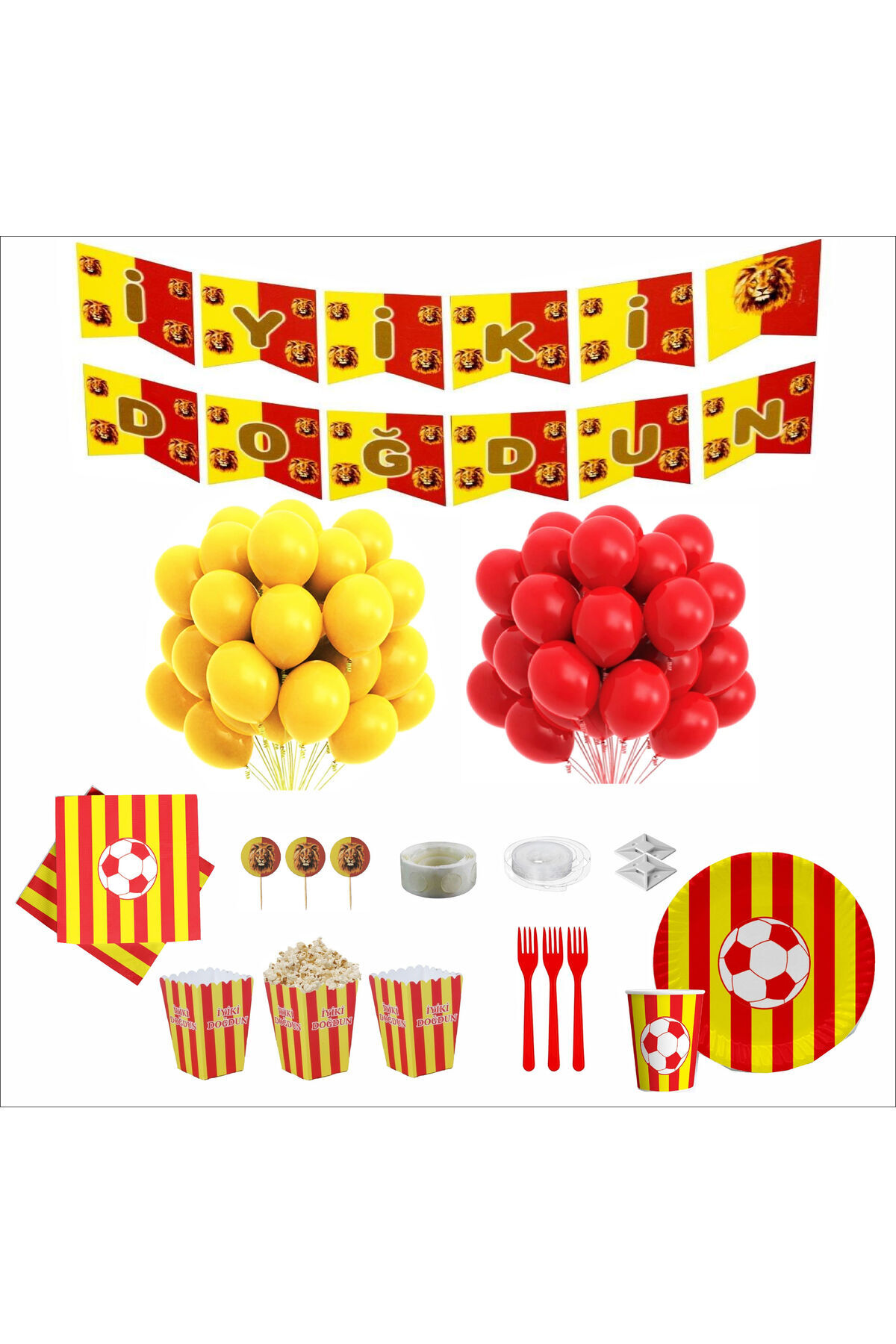 ZENVİVA TARAFTAR SARI KIRMIZI 16 KİŞİLİK DOĞUM GÜNÜ SETİ