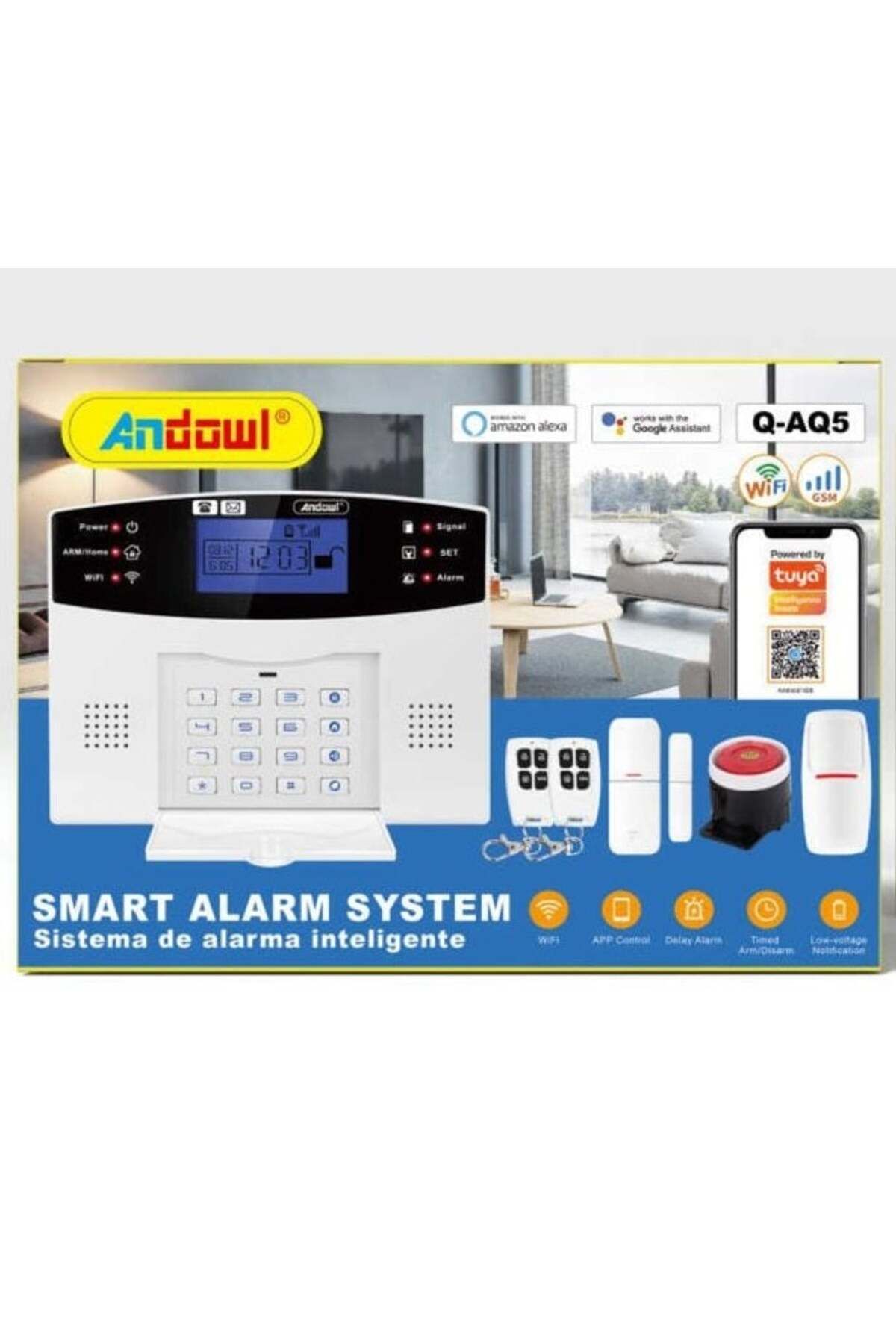 divendi-ro-AQ5 intelligent alarm system with LCD display, wireless, with 2 sensors and 2 remote controls, white 6