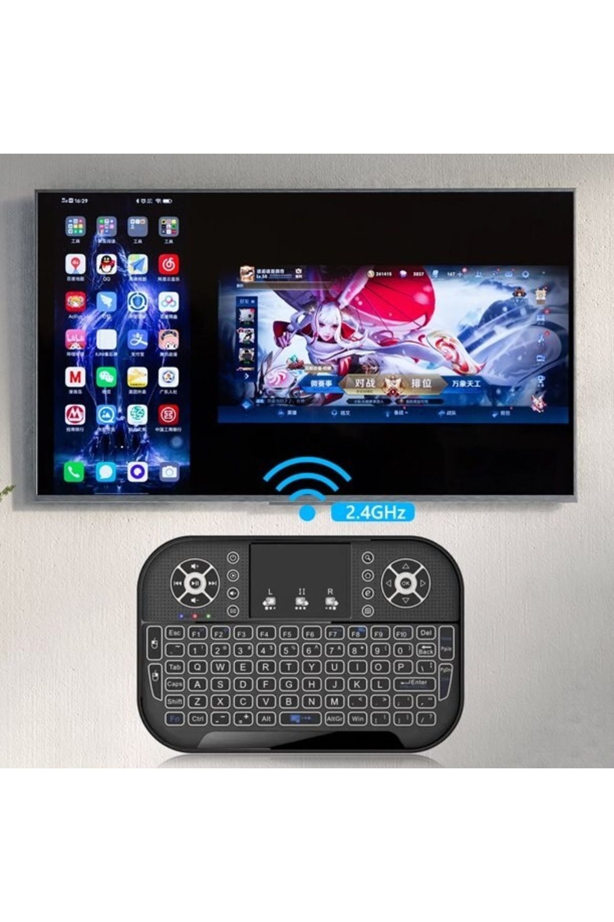 divendi-ro-Mini Wireless Keyboard with Touchpad, RGB Illuminated, Compact, 2.4Ghz, USB Rechargeable - Black 3