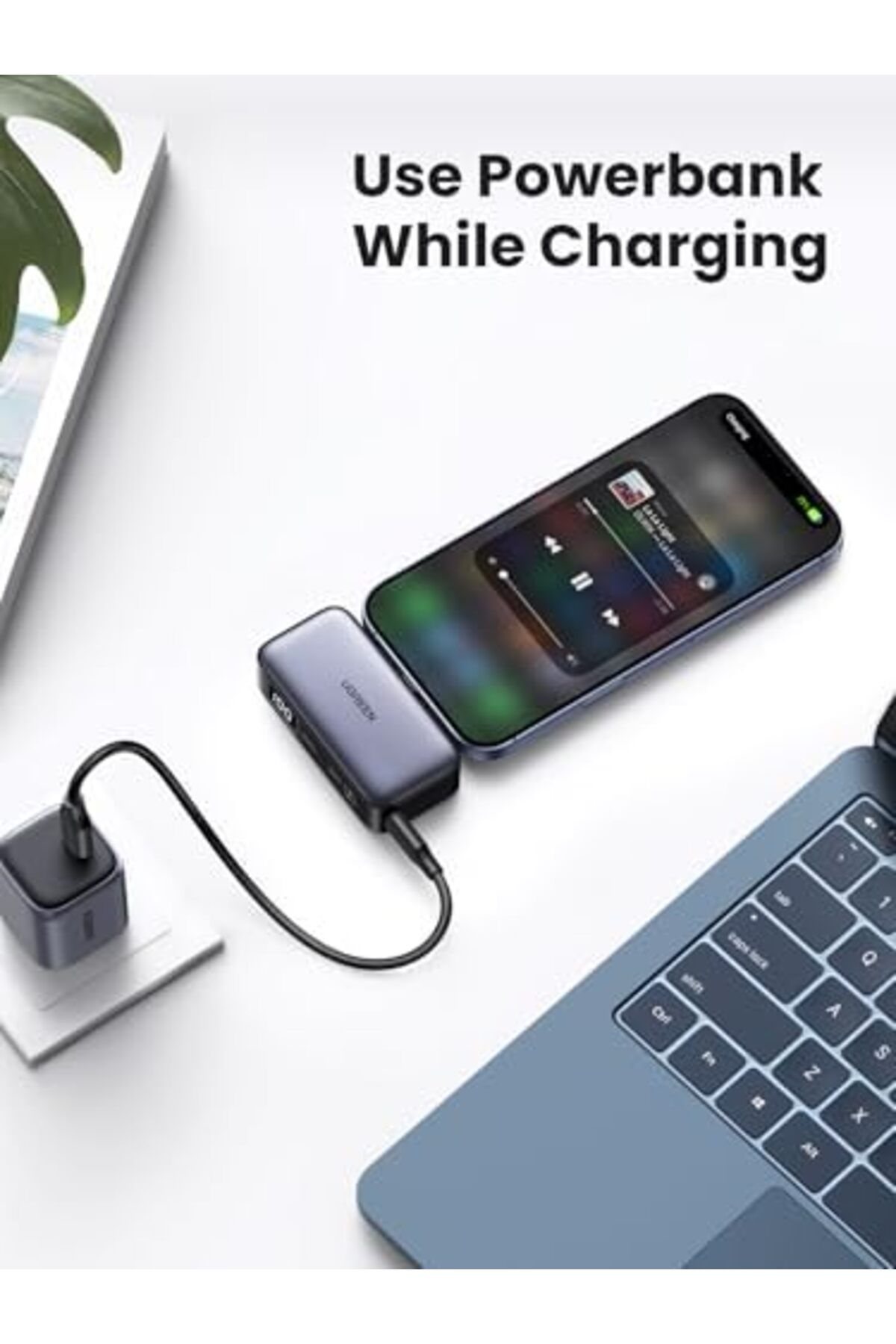Ugreen-Mini iPhone Power Bank with Foldable Stand, Built-in USB-C Connector, 22.5W 5000mAh Battery 6