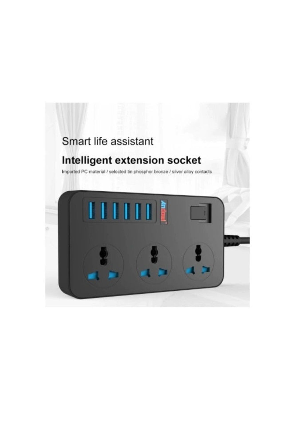 divendi-ro-Extension cord with 3 sockets and 6 USB 3.1A with child-proof and childproof 3