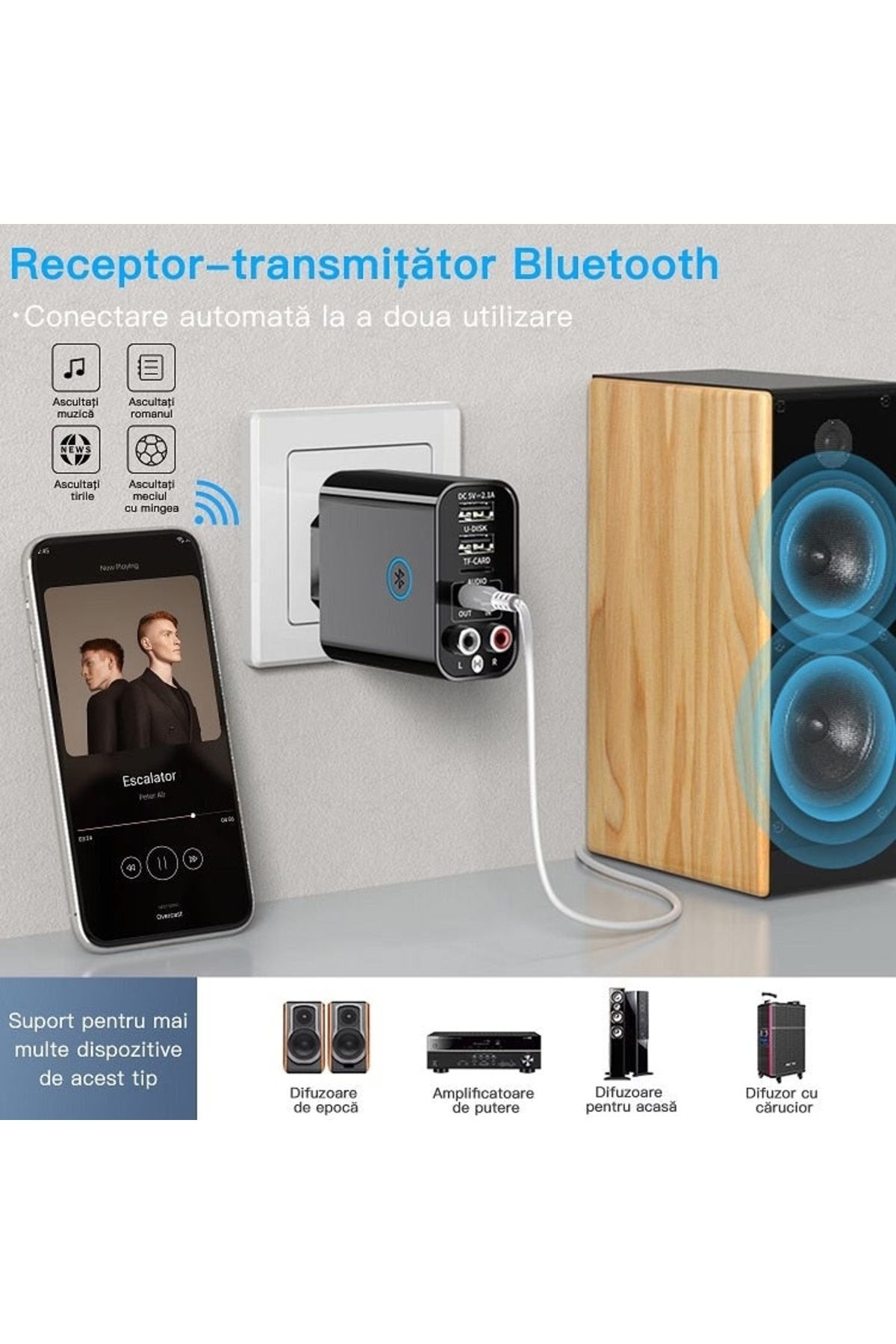 divendi-ro-2 in 1 Bluetooth Audio Adapter, Receiver and Transmitter, BT 5.0, USB Play, RCA 5