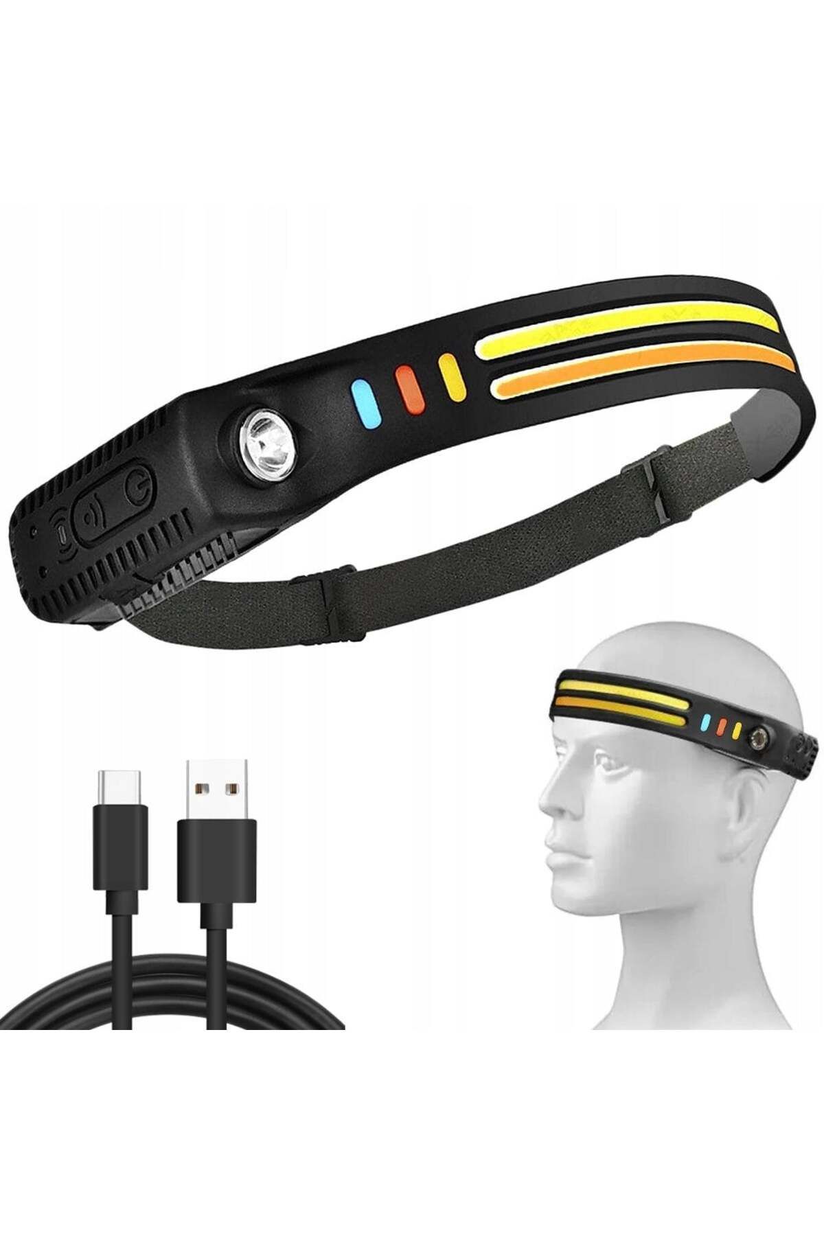 Welora-Head torch with motion sensor, 8 light modules - Black 8