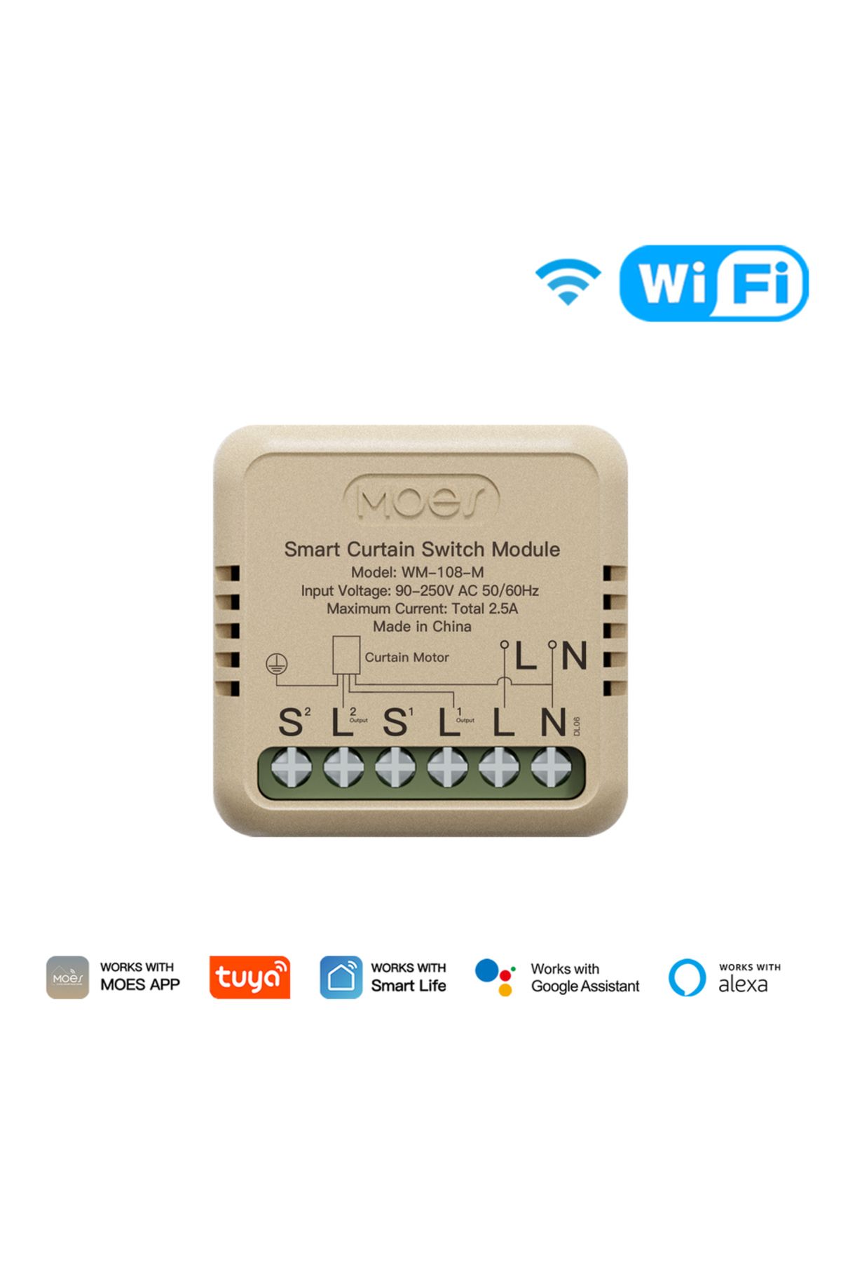 MOES-WiFi 1 PC Tuya WiFi/ZigBee Smart Curtain Switch Mini Module For Rocker Reset Switch, App Remote 1