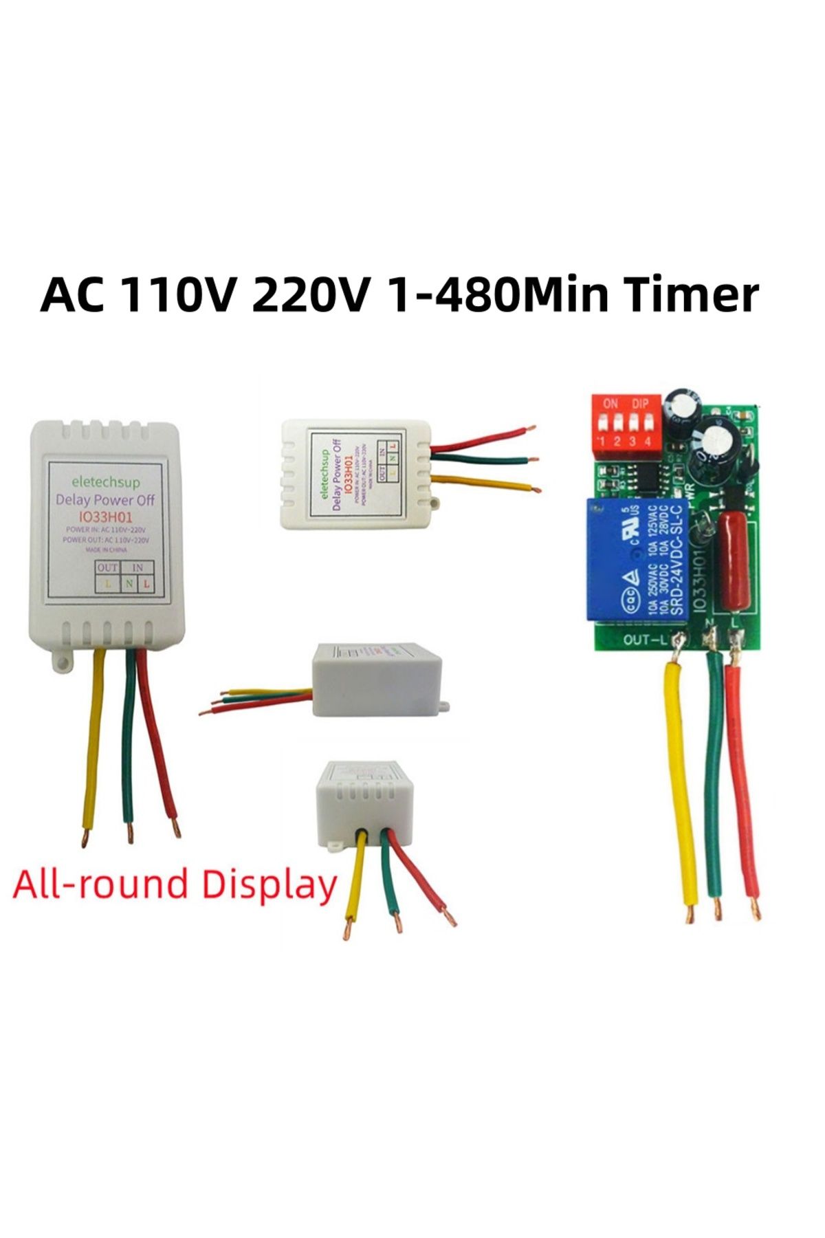 Choice-Without shell AC 110V 220V Timer Adjustable Disconnect Delay Controller 1-480Min Timer Power-ON Dela 8