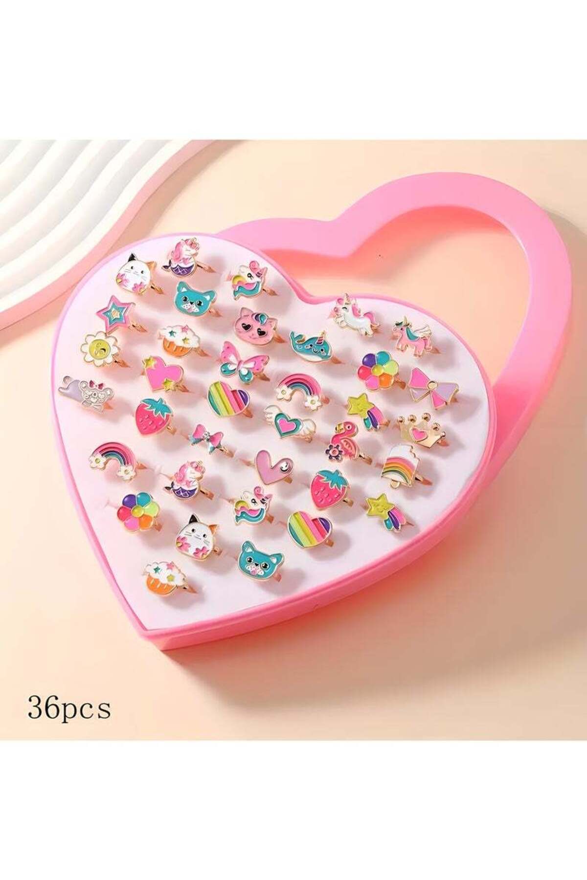 مجموعة خواتم أميرات كرتونية قابلة للتعديل – 36 قطع...