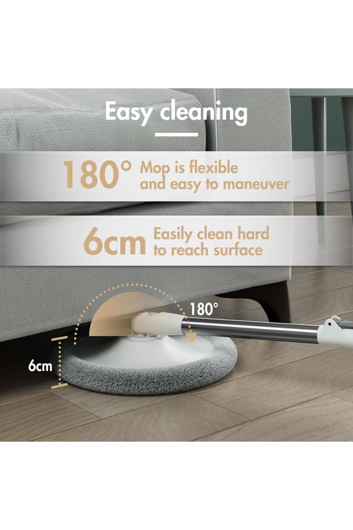 rexa-Round Rotating Mop – 360° Spin Floor Cleaning System with Bucket 3