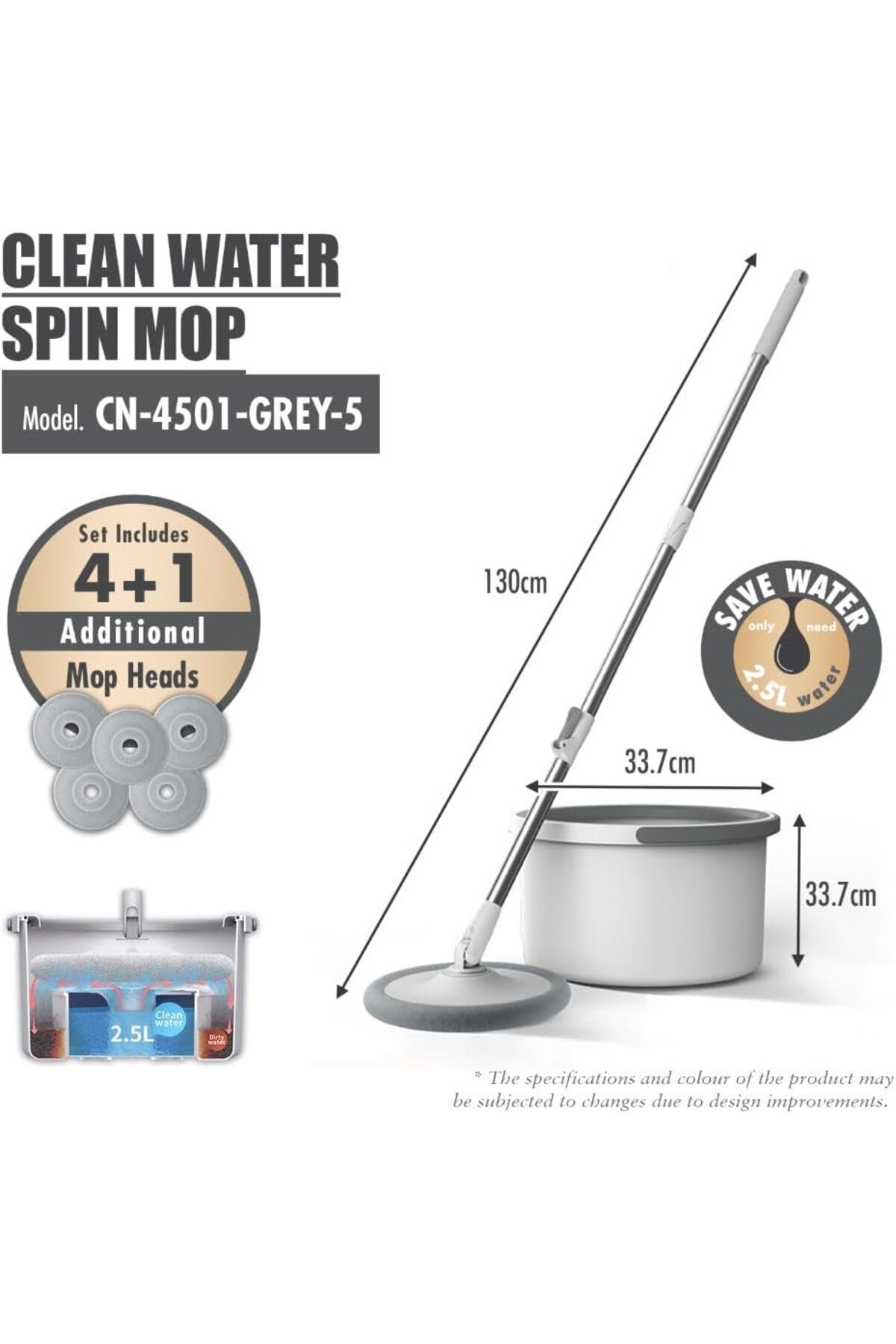 rexa-Round Rotating Mop – 360° Spin Floor Cleaning System with Bucket 4