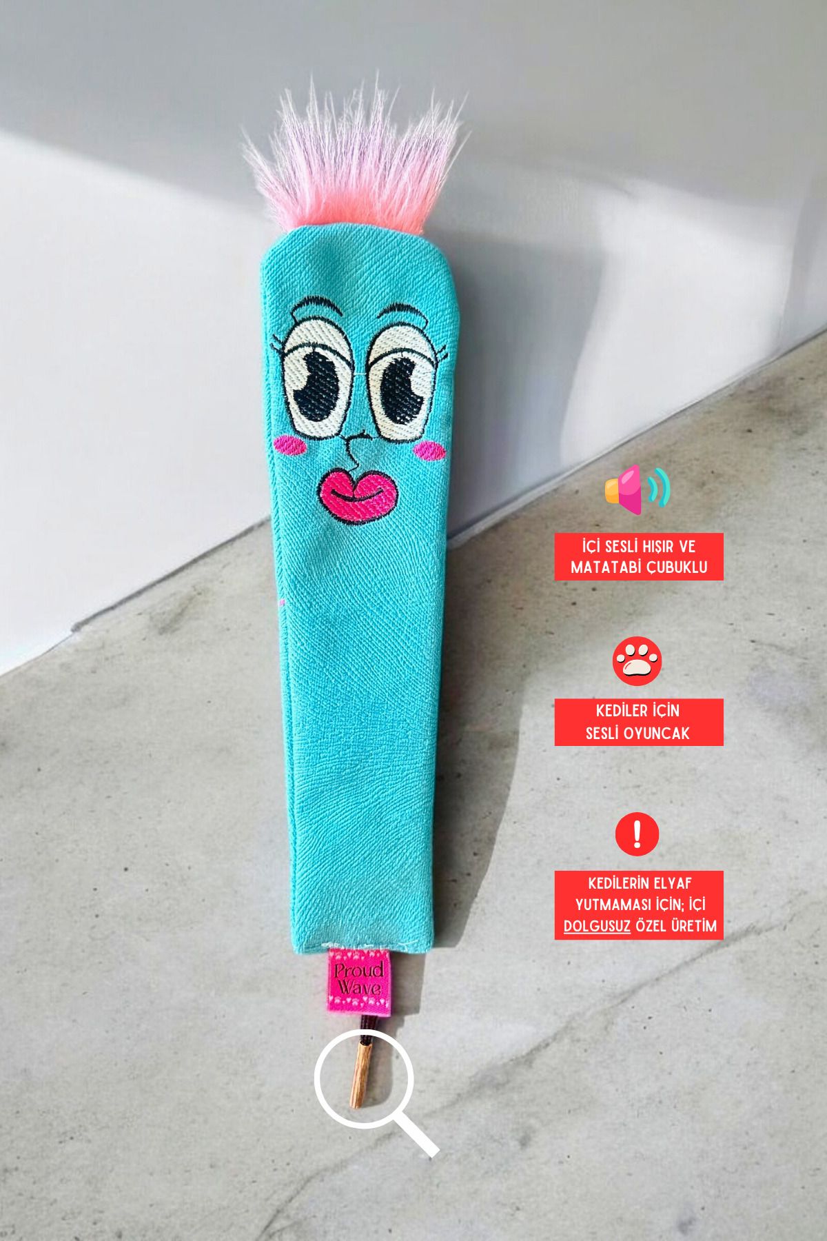 Proud Wave-Sound Furry Cat Toy Rustling Catnip Matatabi Stick Unfilled Embroidery Toy 3
