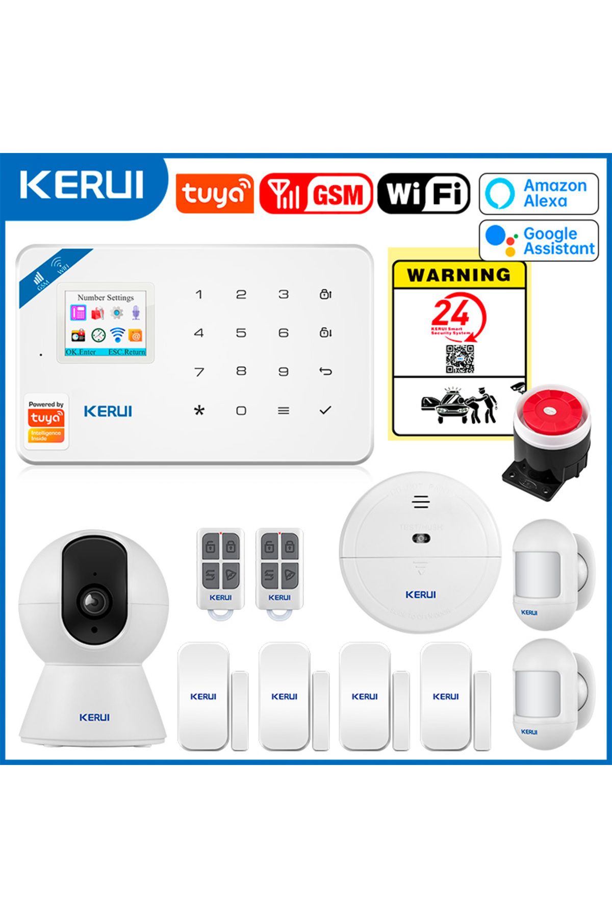 Kerui-EU Plug WIFI GSM KIT5 Alarm W181 Tuya Smart WIFI GSM Security Alarm System Works With Alexa Ho 1