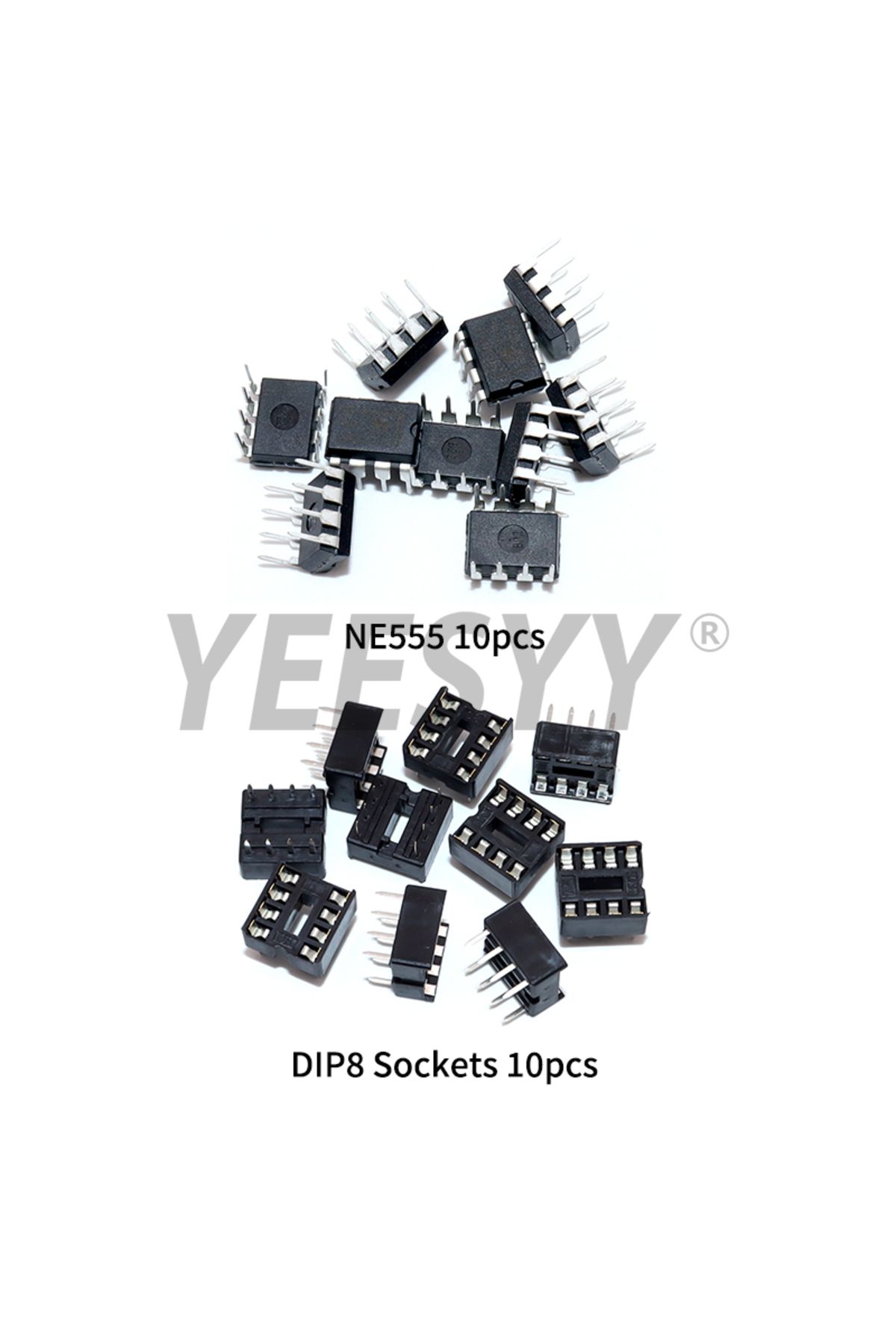 Choice-20Pcs (10 Each) NE555 IC 555 NE555P Timer Programming Oscillator Chip & 8 Pin DIP Sockets 1