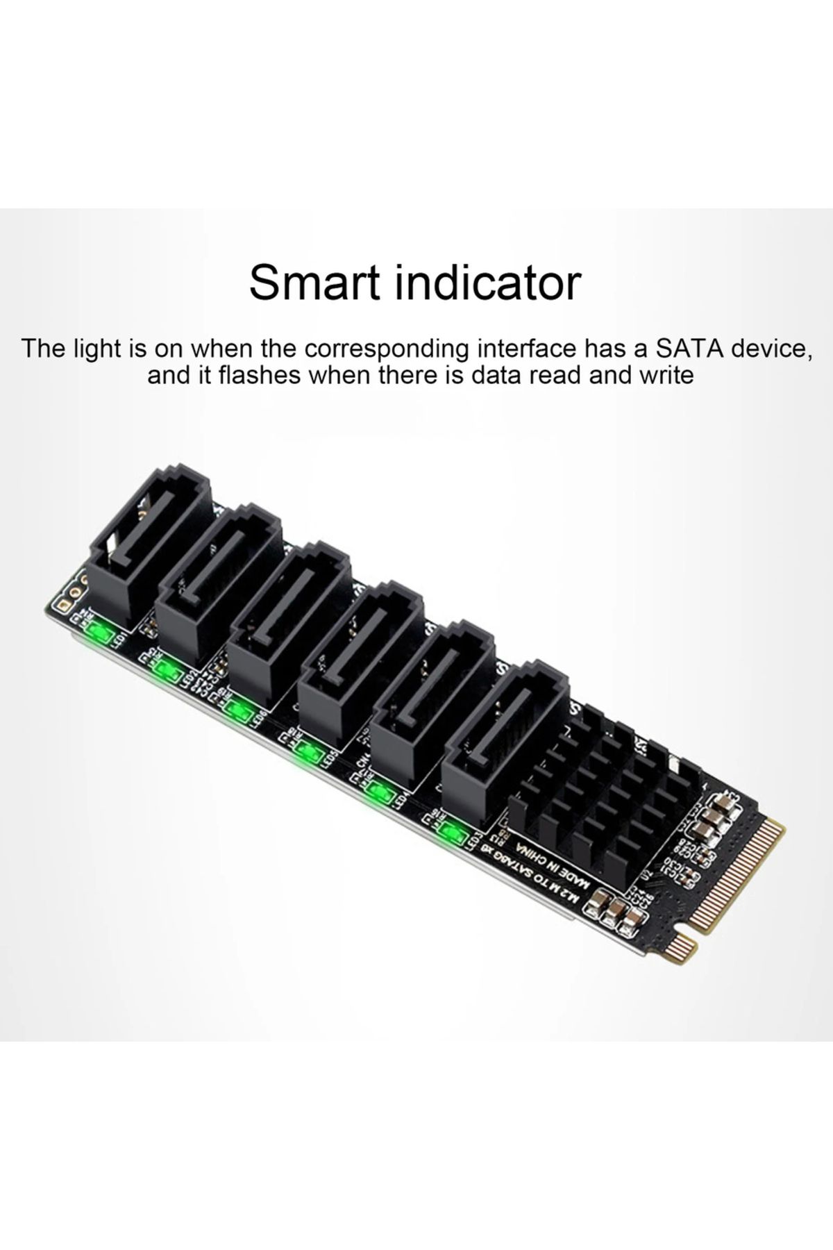 Choice-black M.2 to SATA3.0 Adapter Card 6Gbps High Speed ASM1166 M.2 PCIE to SATA Expansion Card with Smar 1