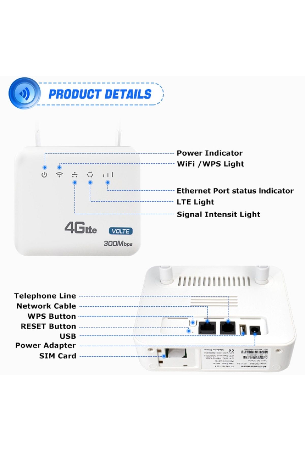 Choice-4G LTE WiFi Router 300Mbps Modem With SMA Extend Antenna Interface and Fixed Telephone VOLET Func... 5