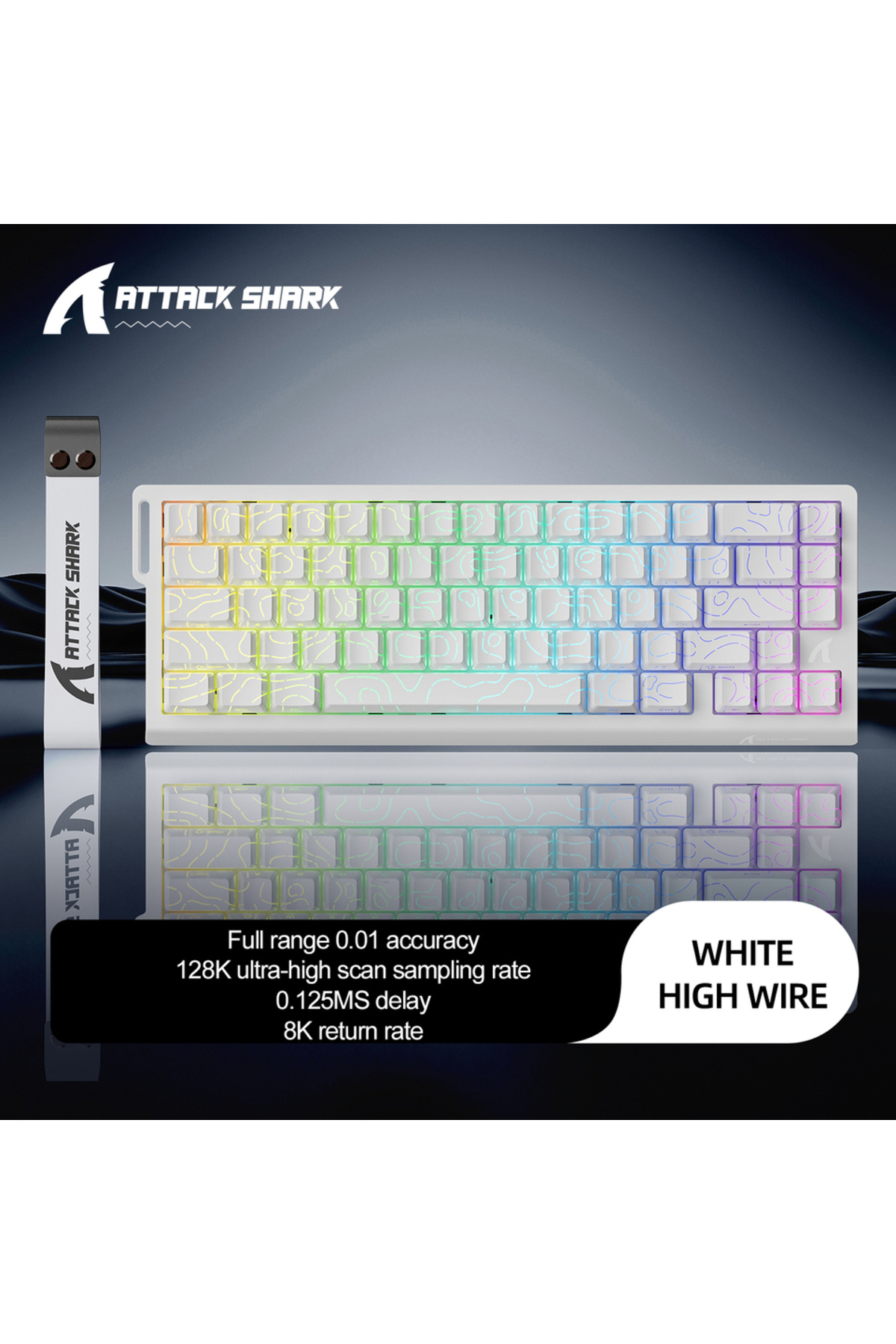 Choice-Magnetic Switch White Contour Line X68HE ATTACK SHARK Magnetic Gaming Keyboard Mechanical Wired for 1