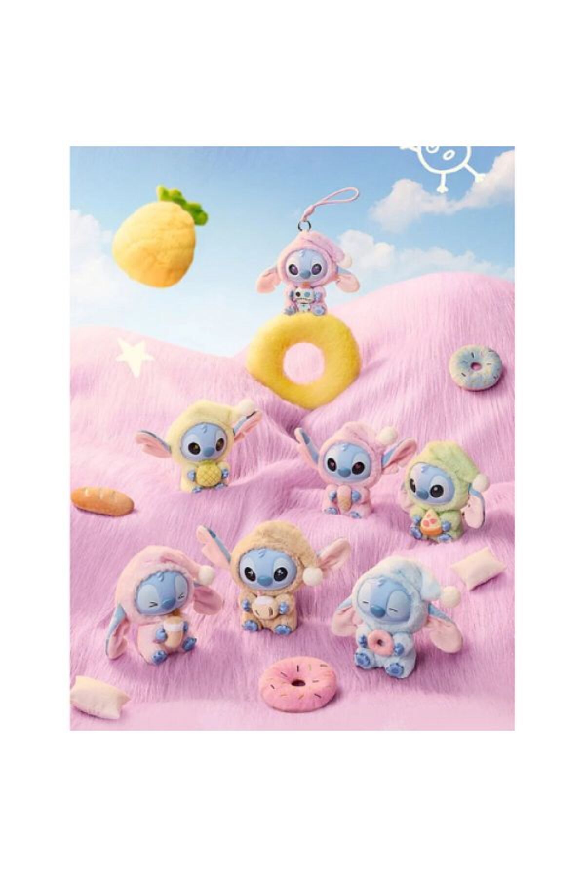 Stitch-Eat Something Before Sleep Plush Toy with Random Characters and Hanging Rope 3