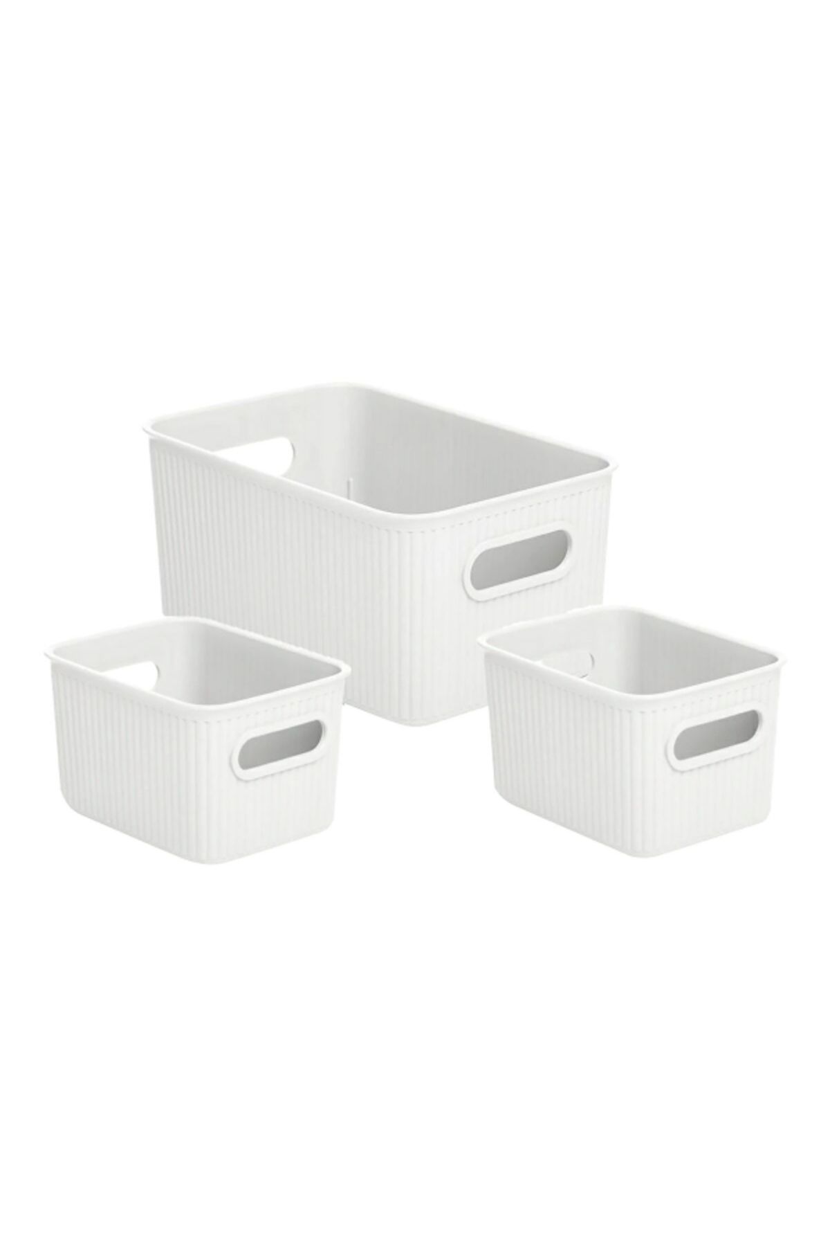 Tatay-3-Piece Impact Resistance Vertical Wavy Design Rectangular Multipurpose Storage Basket Set 1