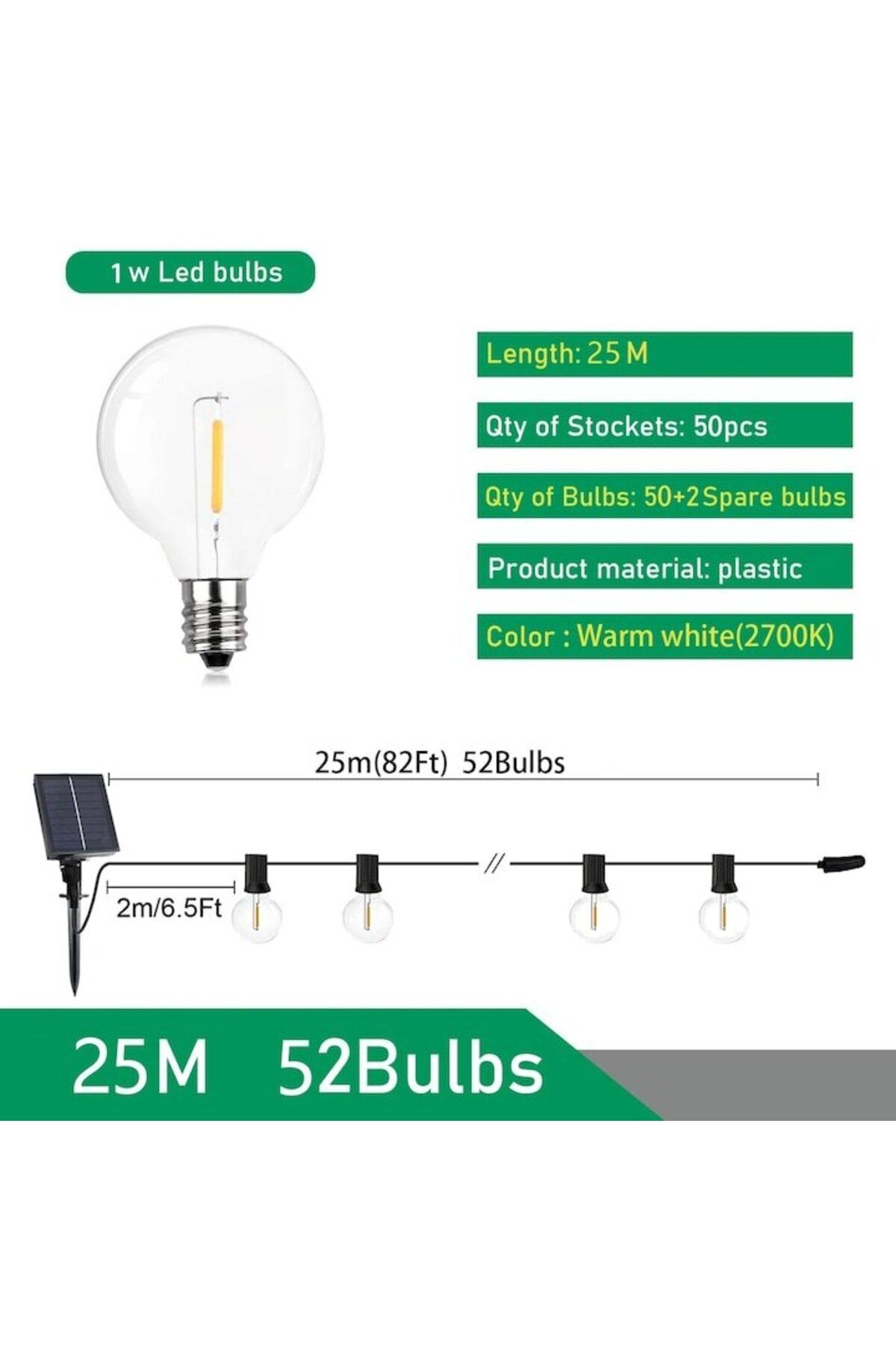 OEM-Ghirlandă de lumini LED solare, 25 m, exterior, ideală pentru grădină, terasă, curte, evenimente 3