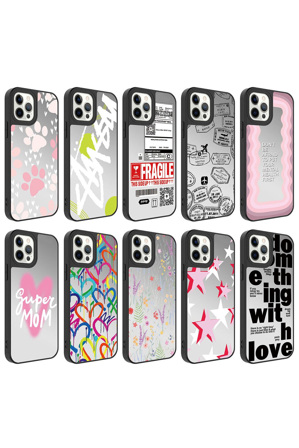 TEKNOCEP-iPhone 12 Pro Compatible Mirrored Pattern Camera Protected Glossy Tknc Mirror Case-Nsmi 2