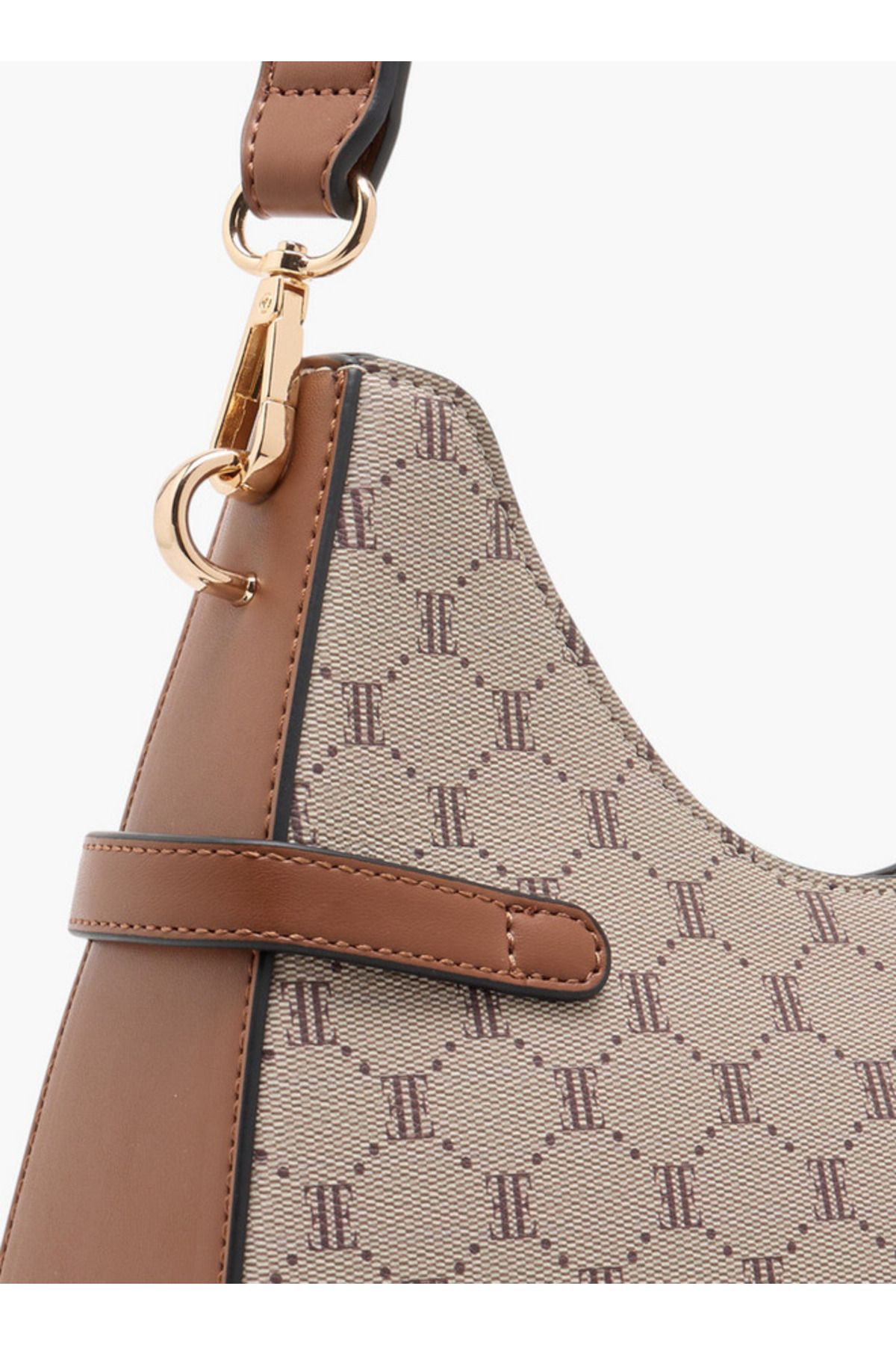 ELLE-Monogram Print Shoulder Bag with Detachable Strap and Zip Closure 5