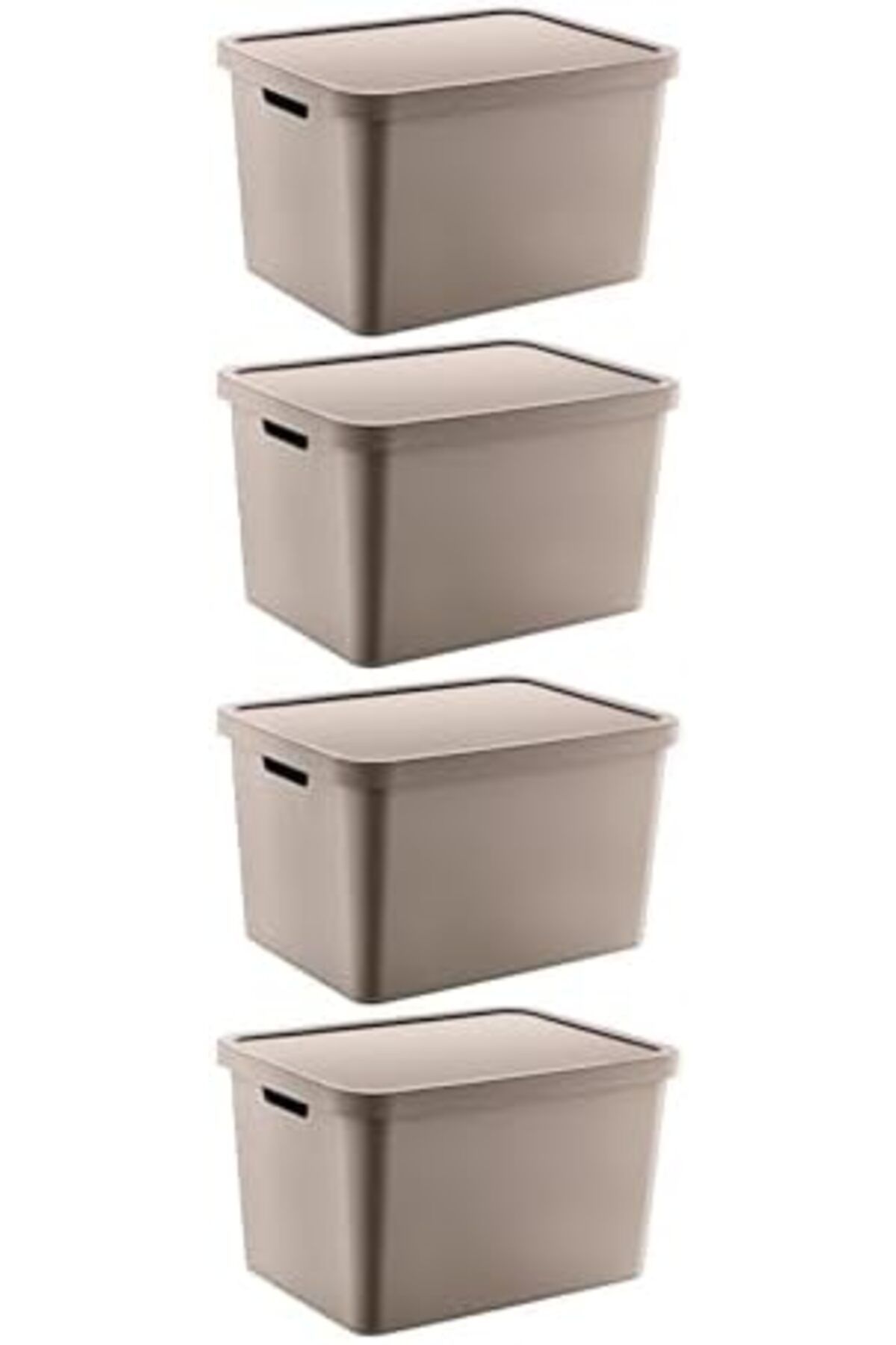 Mena Rise-Şirinshop Set of 4 Stafi Multi-Purpose Box with Lid Terra 18 Lt - Beige, Multi-Purpose Box with Lid 3