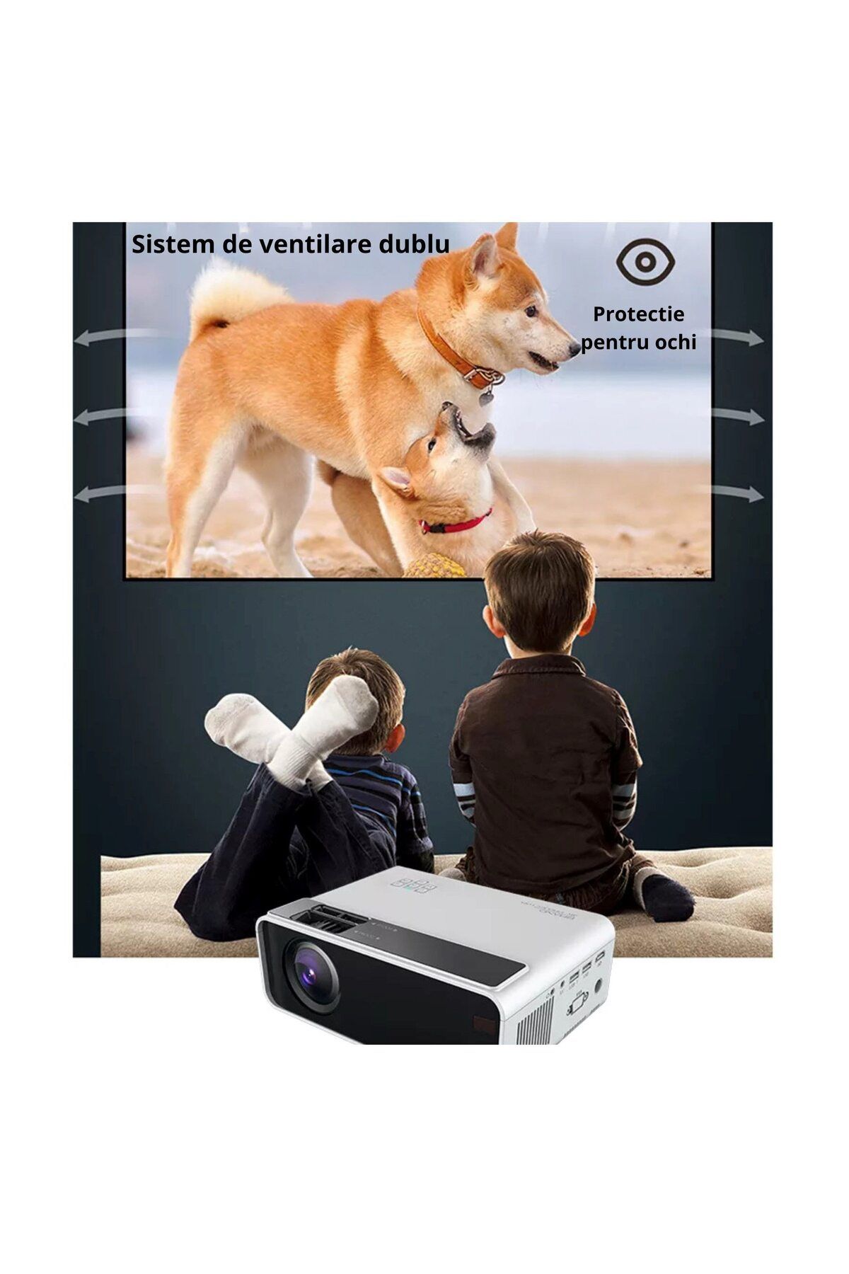 WowStep-Videoproiector, GSW100 Android, 4000 Lumeni, HD, LED, HDMI, VGA, AV, USB, Mirroring Android/IOS 4