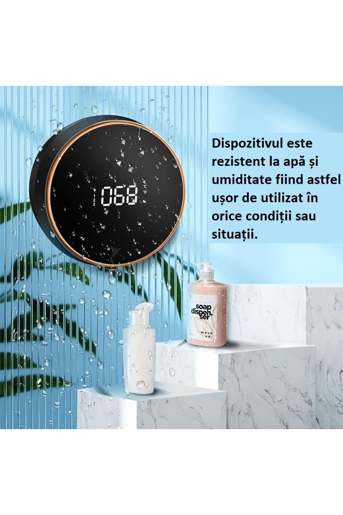 MOAWAVE-Dozator automat de săpun lichid, afișaj inteligent al temperaturii interne, 3 niveluri de distribuire a săpunului 3