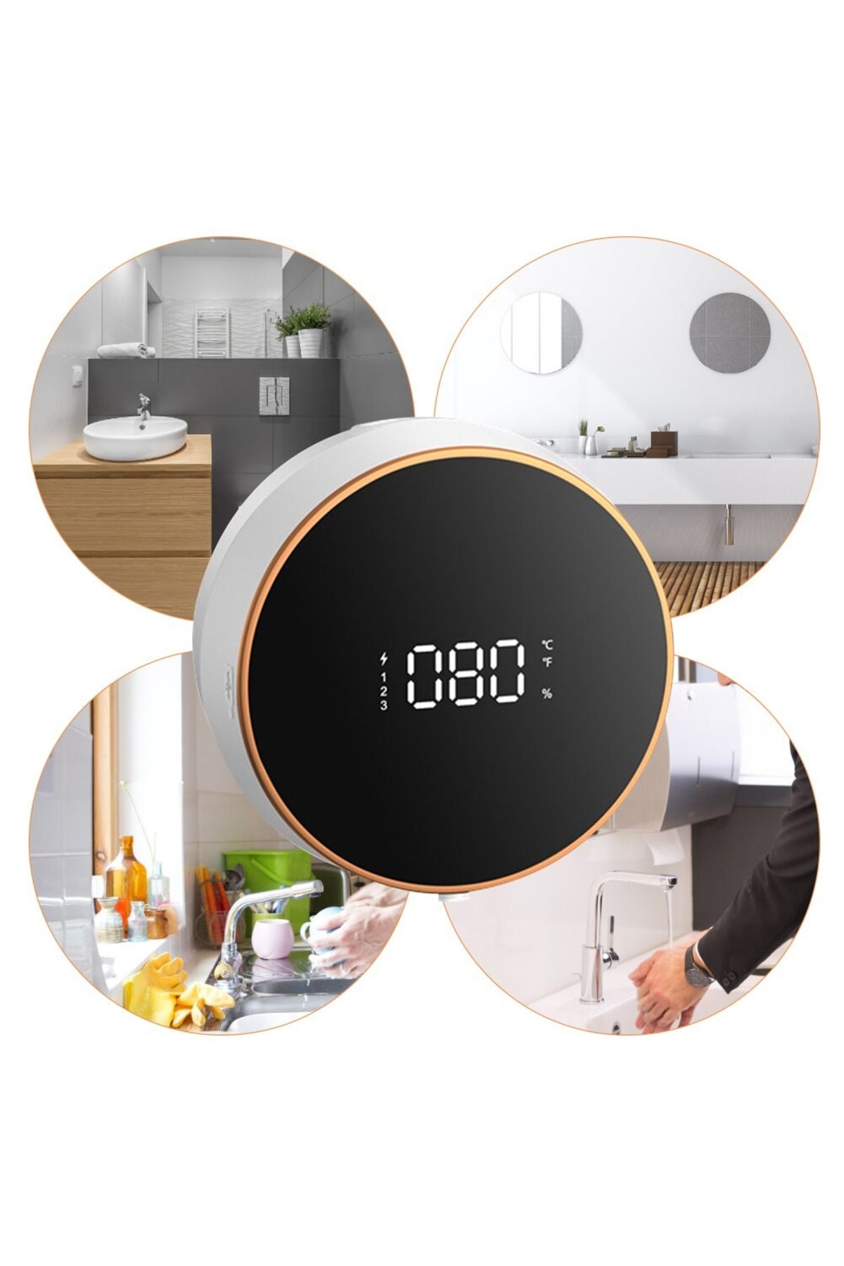 MOAWAVE-Dozator automat de săpun lichid, afișaj inteligent al temperaturii interne, 3 niveluri de distribuire a săpunului 2