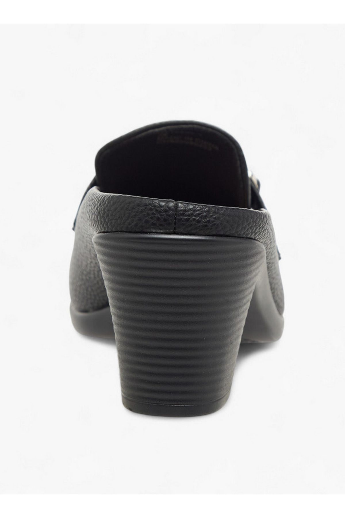 Flora Bella by Shoexpress-Textured Slip-On Mules with Metal Accent and Block Heels 5
