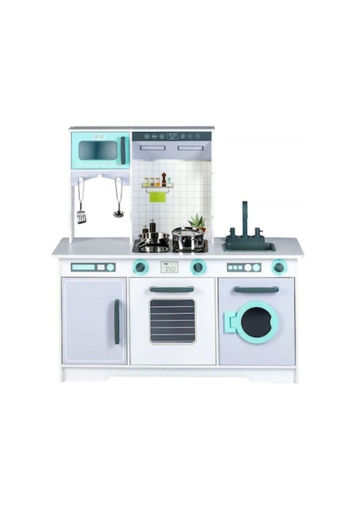 bigshot Bucatarie Din Lemn, Cu Accesorii De Gatit Si Masina De Spalat, Pentru Copii, - One Size