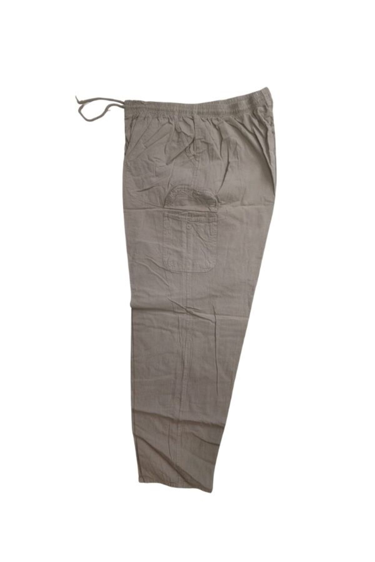 BLUES MODA %100 Keten Süper Battal Pantolon 6XL-7XL-8XL | Bel Lastikli, Yandan Cepli Rahat Kesim görsel 2