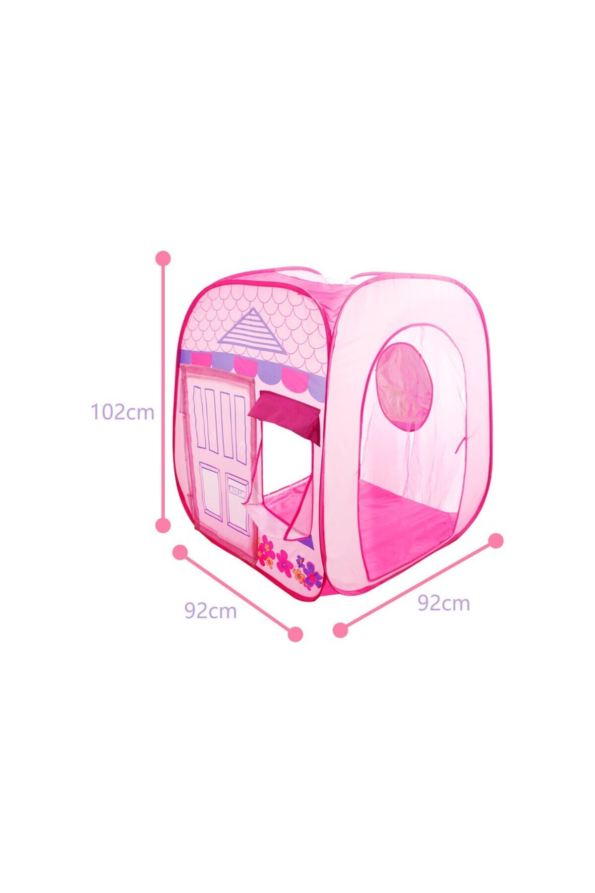Realx Ev Şeklinde Pencereli Çocuk Oyun Çadırı 92x92x102 Pembe fotoğrafı 3 (önizleme)