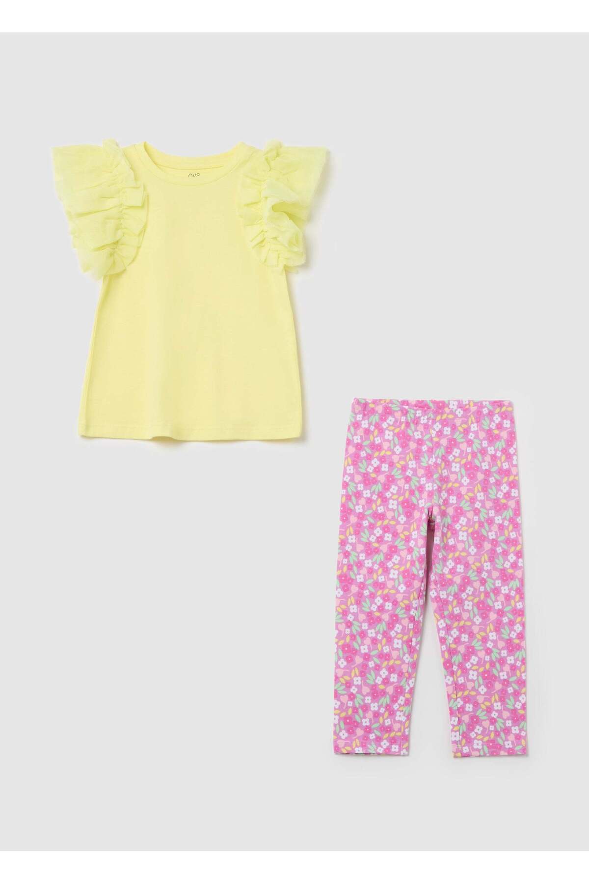Ovs-Cotton Jogging Set With Flounce And Print 1
