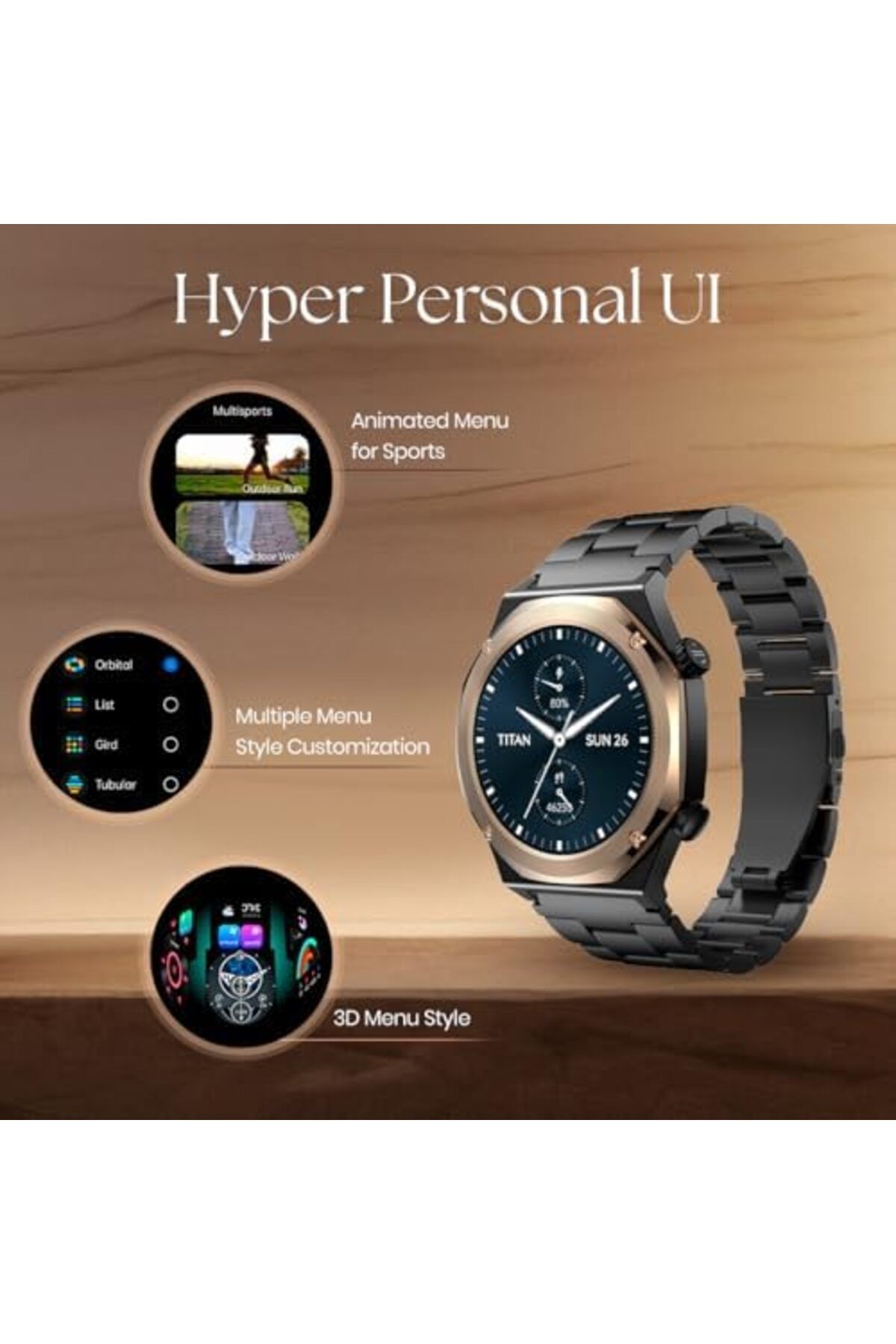 Titan-ساعة مايسترو الذكية، شاشة AMOLED مقاس 1.43 بوصة، هيكل من التيتانيوم مع سوار معدني، نظام ملاحة GPS، لون أزرق 7