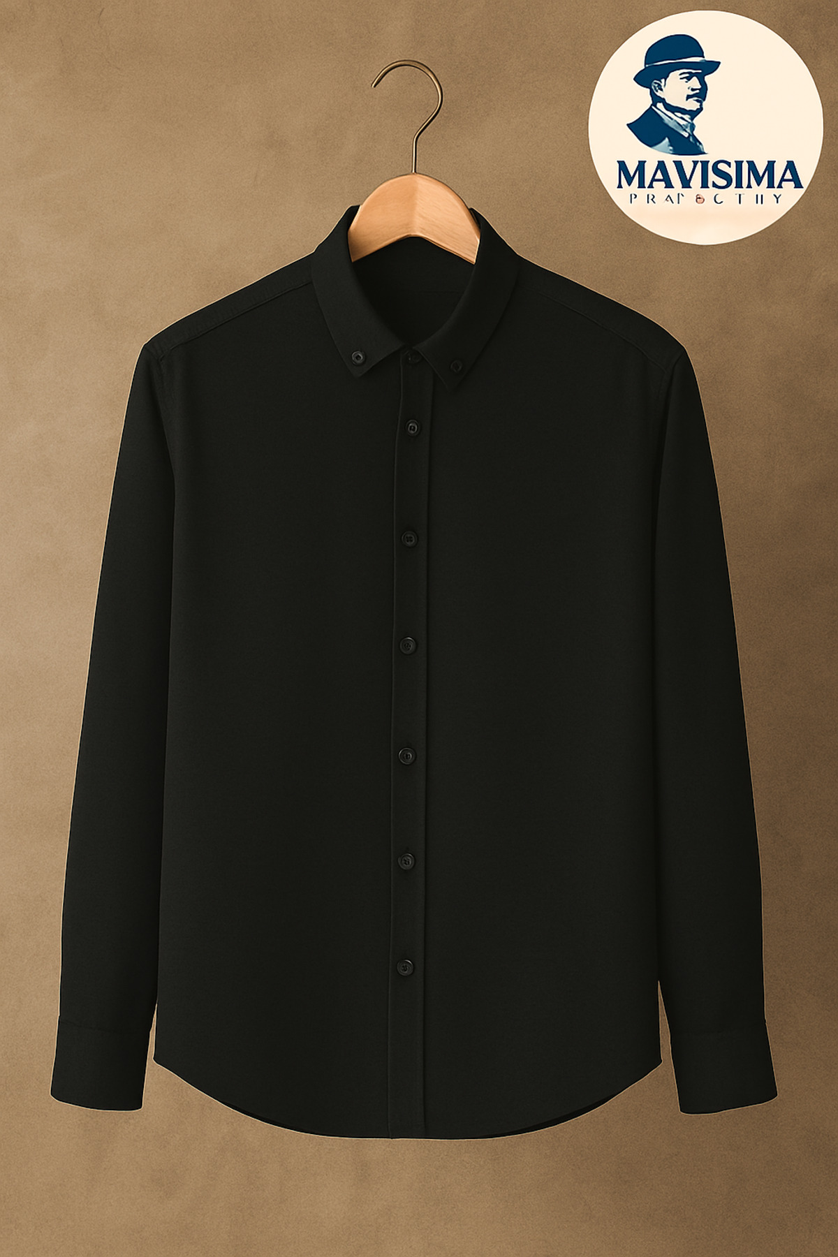 mavisima erkek giyimi  Erkek Siyah Uzun Kollu Salaş Gömlek | Rahat Kalıp – Şık Duruş – Günlük & Ofis Uyumlu
