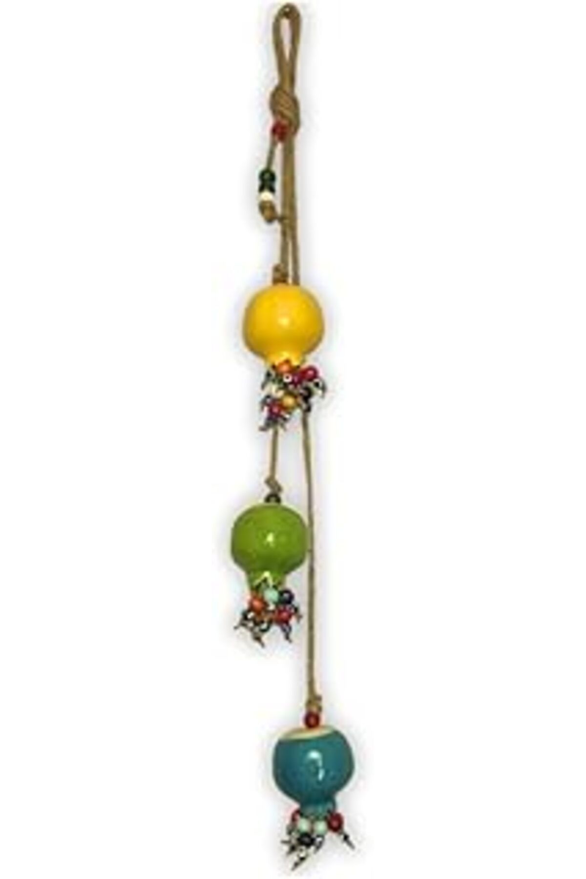 AMAZON TOHUM-Art Inside 3-Piece Ceramic Pomegranate Figure Decorated with Evil Eye Beads Abundance and Blessing Object (Yellow Green 1
