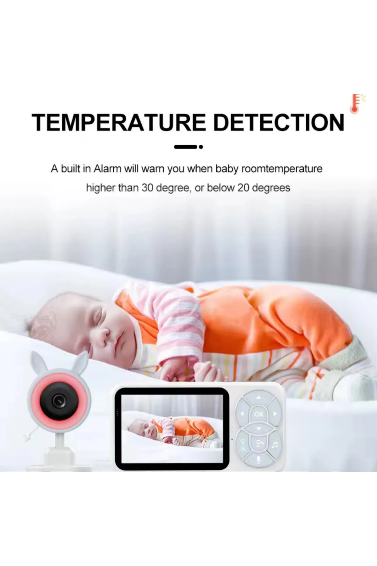 Fillikutum HD Gece Görüşlü Bebek Kamerası – Monitörlü, 2 Yönlü Ses, RGB Işıklı, Kumandalı Ekranlı Sistem fotoğrafı 7 (önizleme)