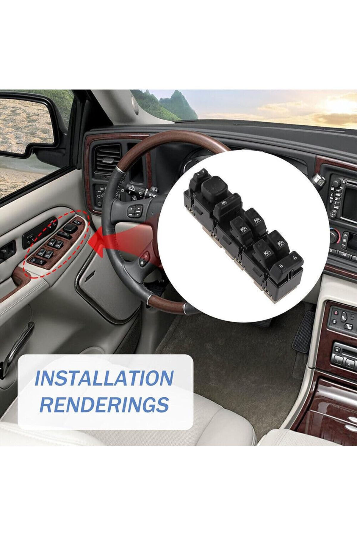 GM-Front Driver Side Door Lock Power Window Switch with Mirror Switch and Module for 2003-2006 Escalade 3