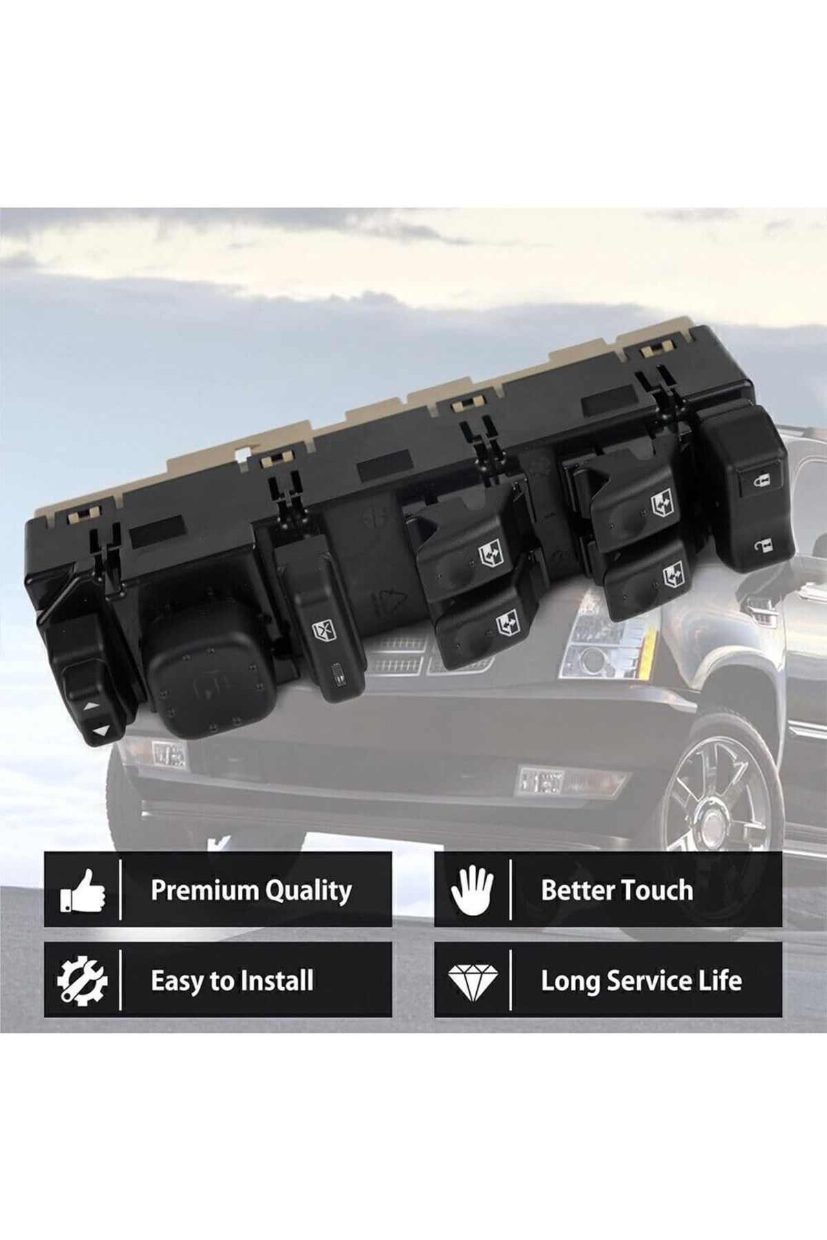 GM-Front Driver Side Door Lock Power Window Switch with Mirror Switch and Module for 2003-2006 Escalade 4