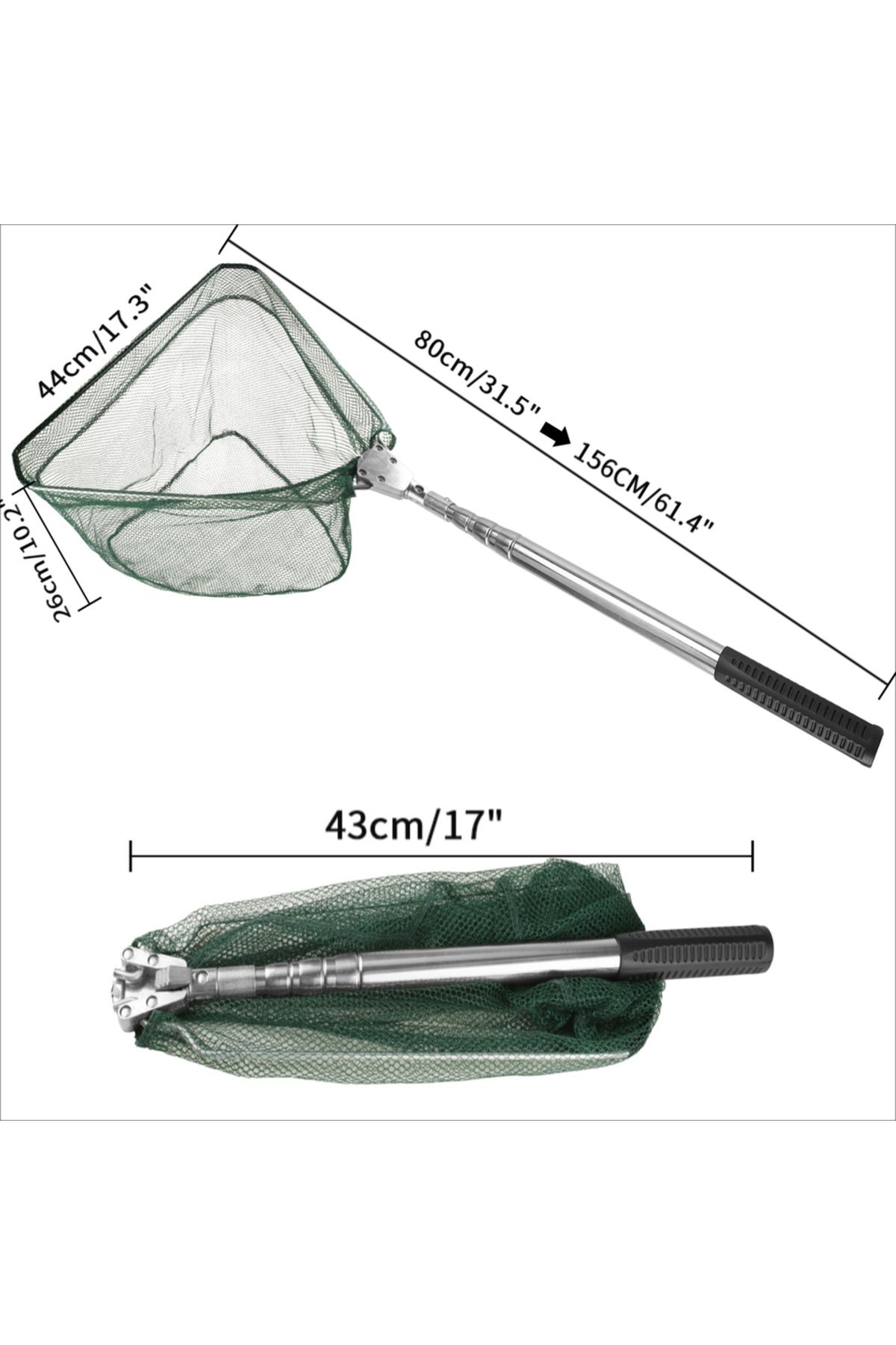 Choice-43-156cm Retractable Landing Fishing Net 190cm-55cm with Telescoping Pole Handle Foldable Freshwater 1