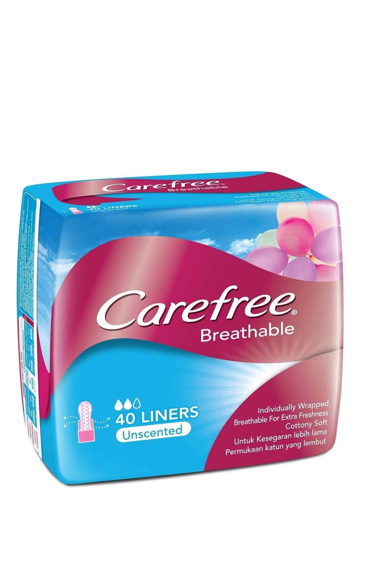 Carefree-Breathable Unscented Liners for Extra Freshness, Cottony Soft - 40 Liners 1