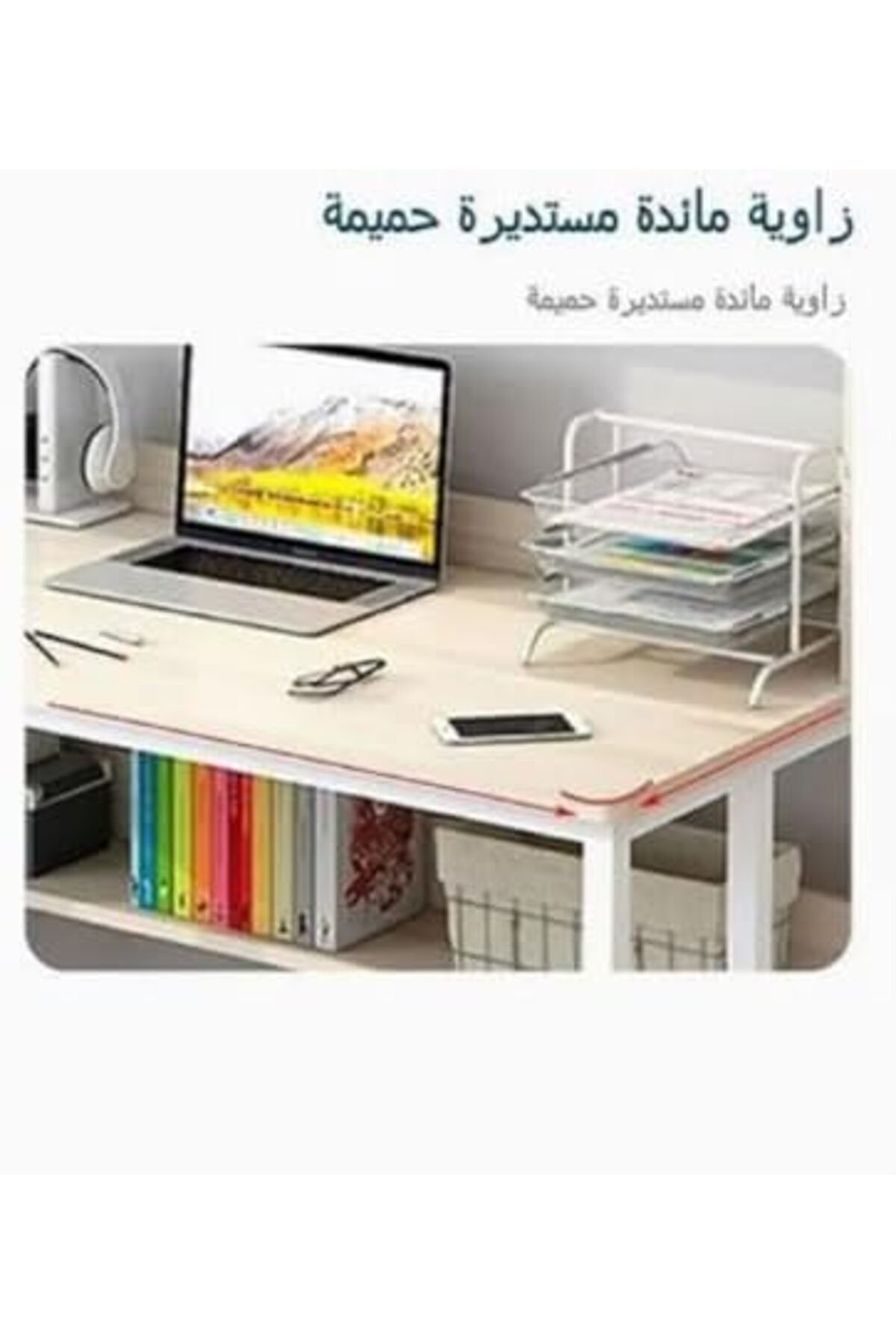 AGD-طاولة دراسة مع رف كتب، مكتب كمبيوتر مع رف كتب، مكتب منزلي 5