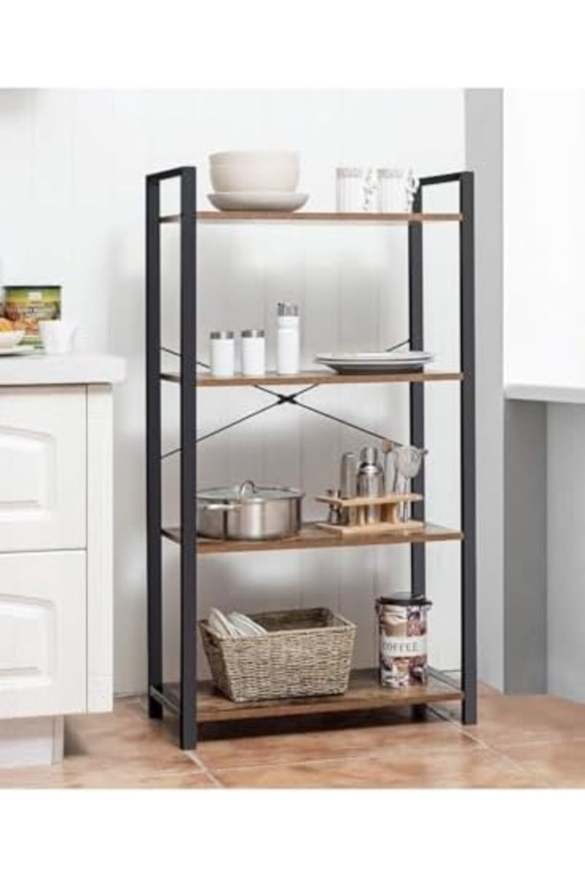 AGD-Multipurpose Storage Cabinet 4 Tier Open Metal Frame, Standing Shelf Unit for Storage and Display, f 5