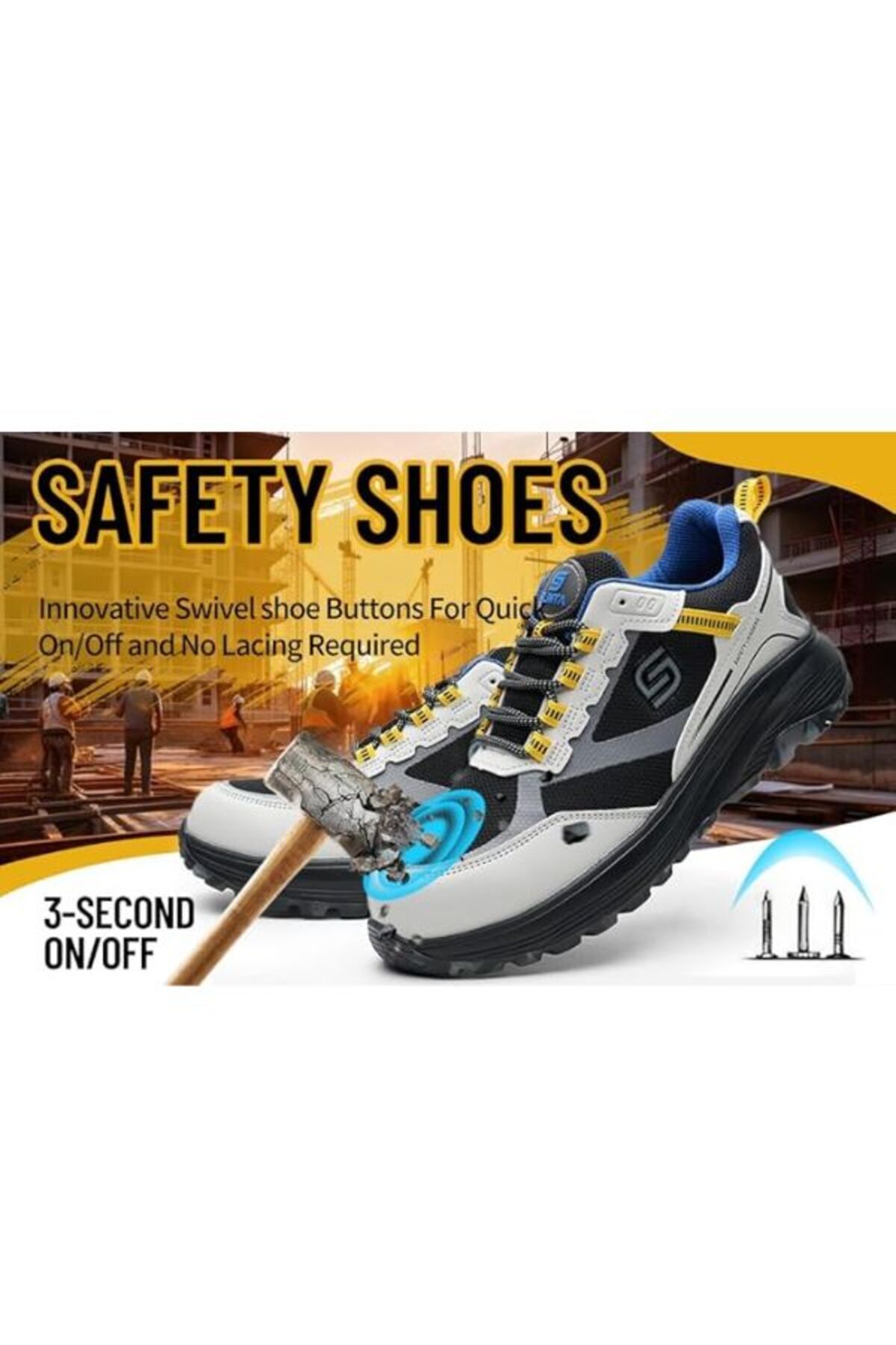 SLIMTA-Men's & Women's Extra Lightweight Mesh Safety Shoes Steel Toe Sporty Design for All Seasons 6