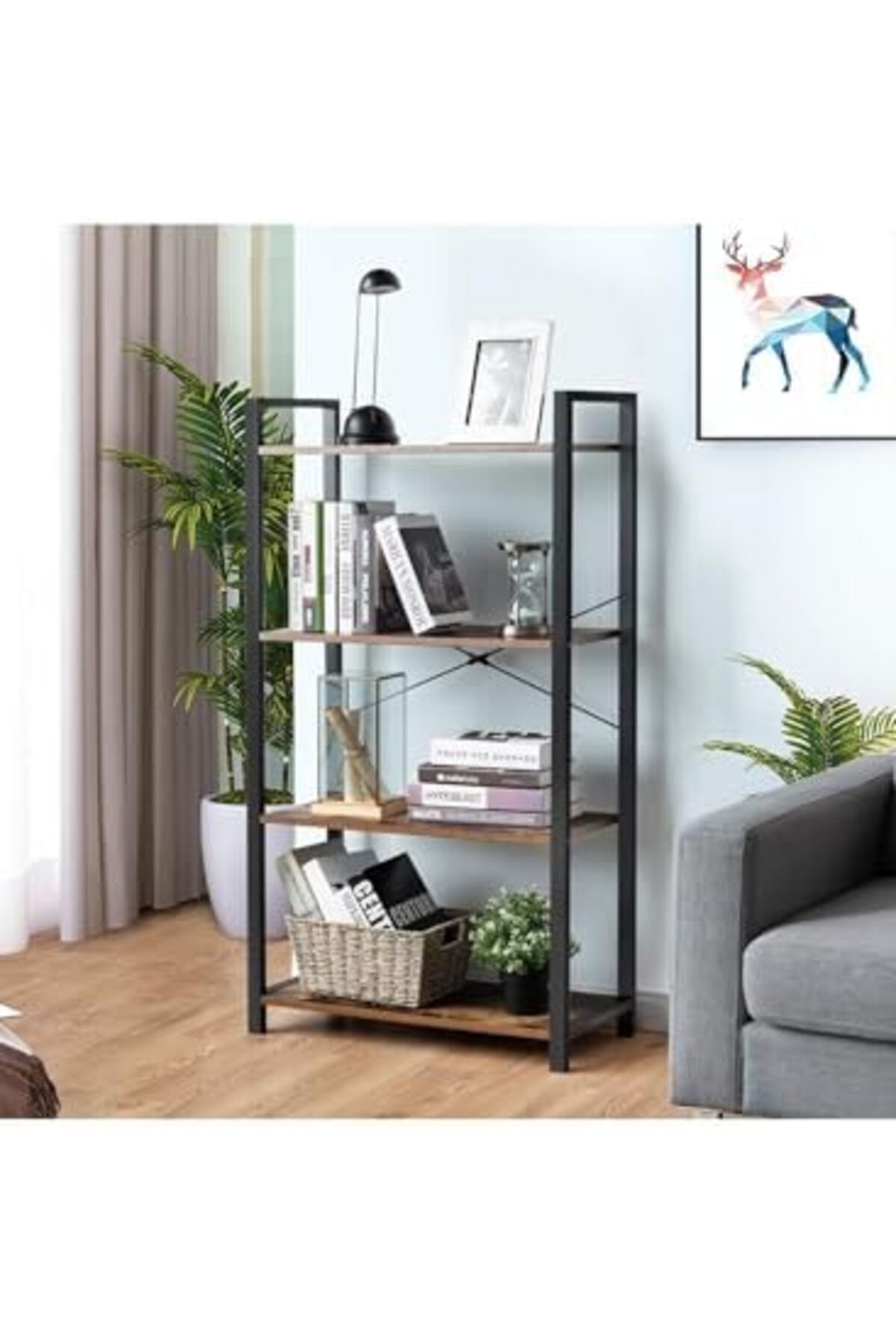 AGD-Multipurpose Storage Cabinet 4 Tier Open Metal Frame, Standing Shelf Unit for Storage and Display, f 4