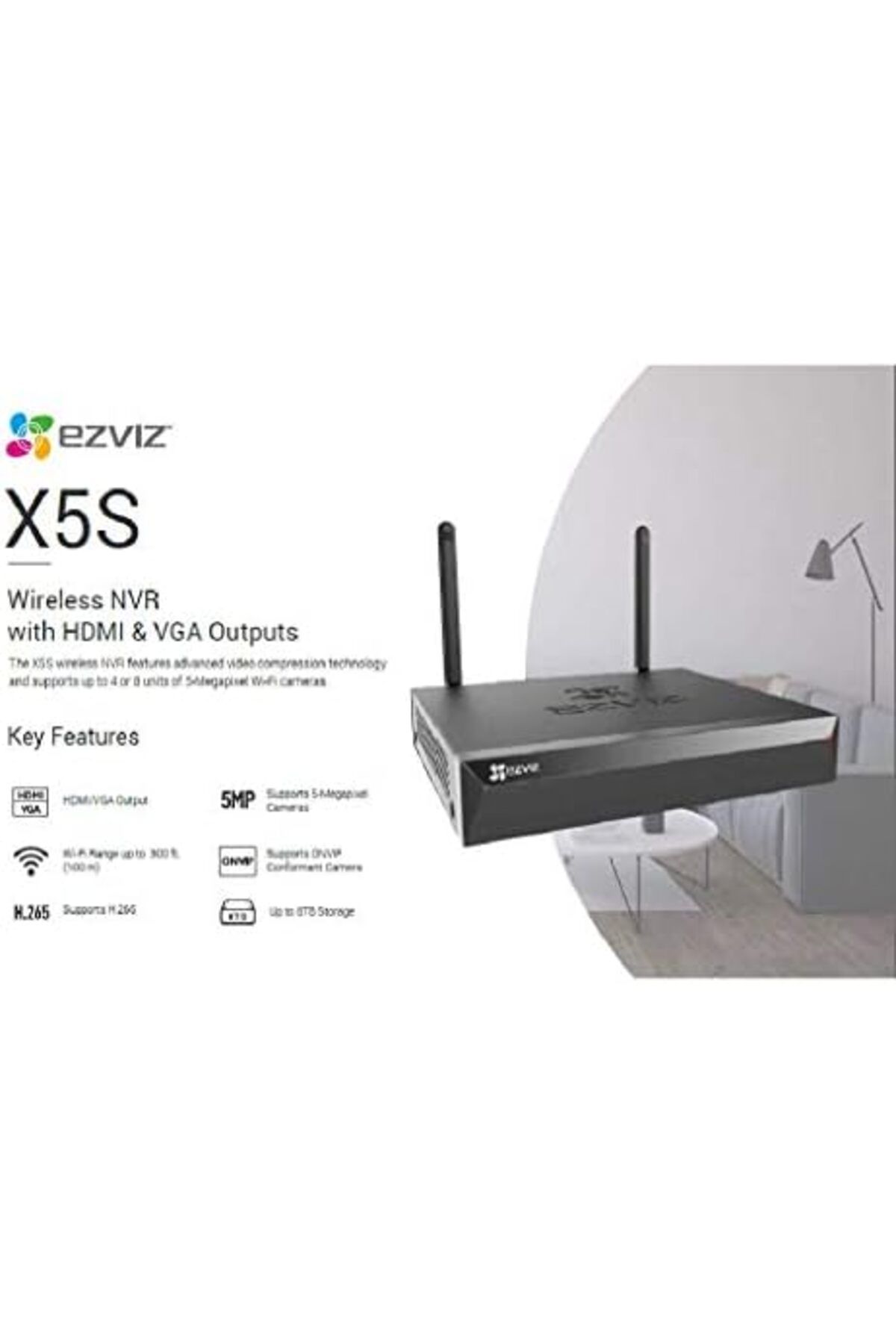 EZVIZ-X5S-8W Wireless Network Video Recorder (NVR) with HDMI/VGA Output, Supports Up to 8 Wi-Fi Cameras 2