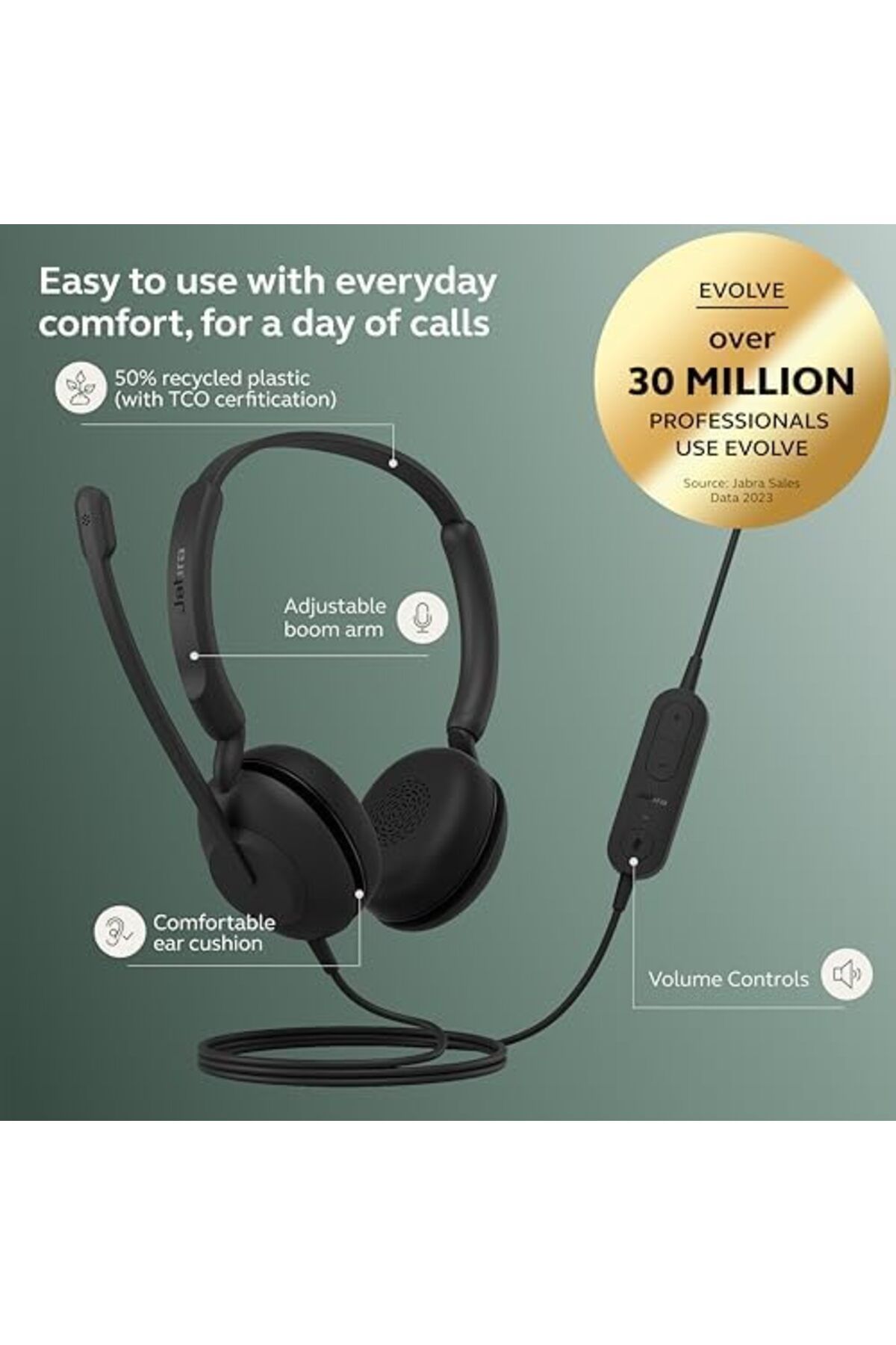 Jabra-Evolve 10 Wired Headset with Noise-Cancelling Microphone for PC/Laptop Use – Easy USB-A Setu 4