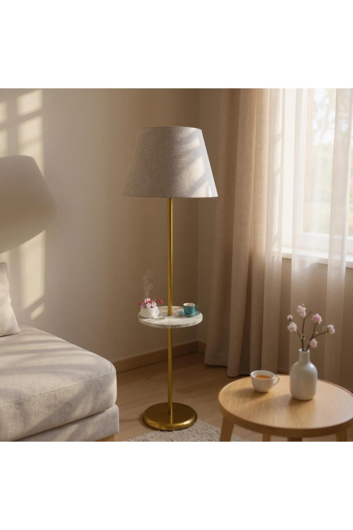 Ömür Avize KOPYA - Retain Modern Tepsili Ayaklı Lambader konık şapka