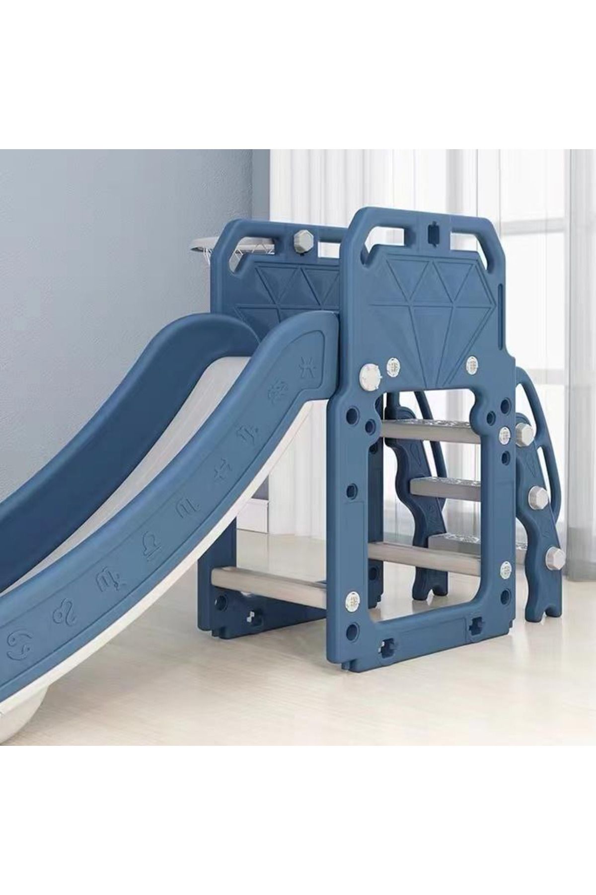 Nichiduta Garden-Nichiduta Garden Happy Train 3-in-1 Playground Blue with Train, Slide with Non-Slip Steps 3