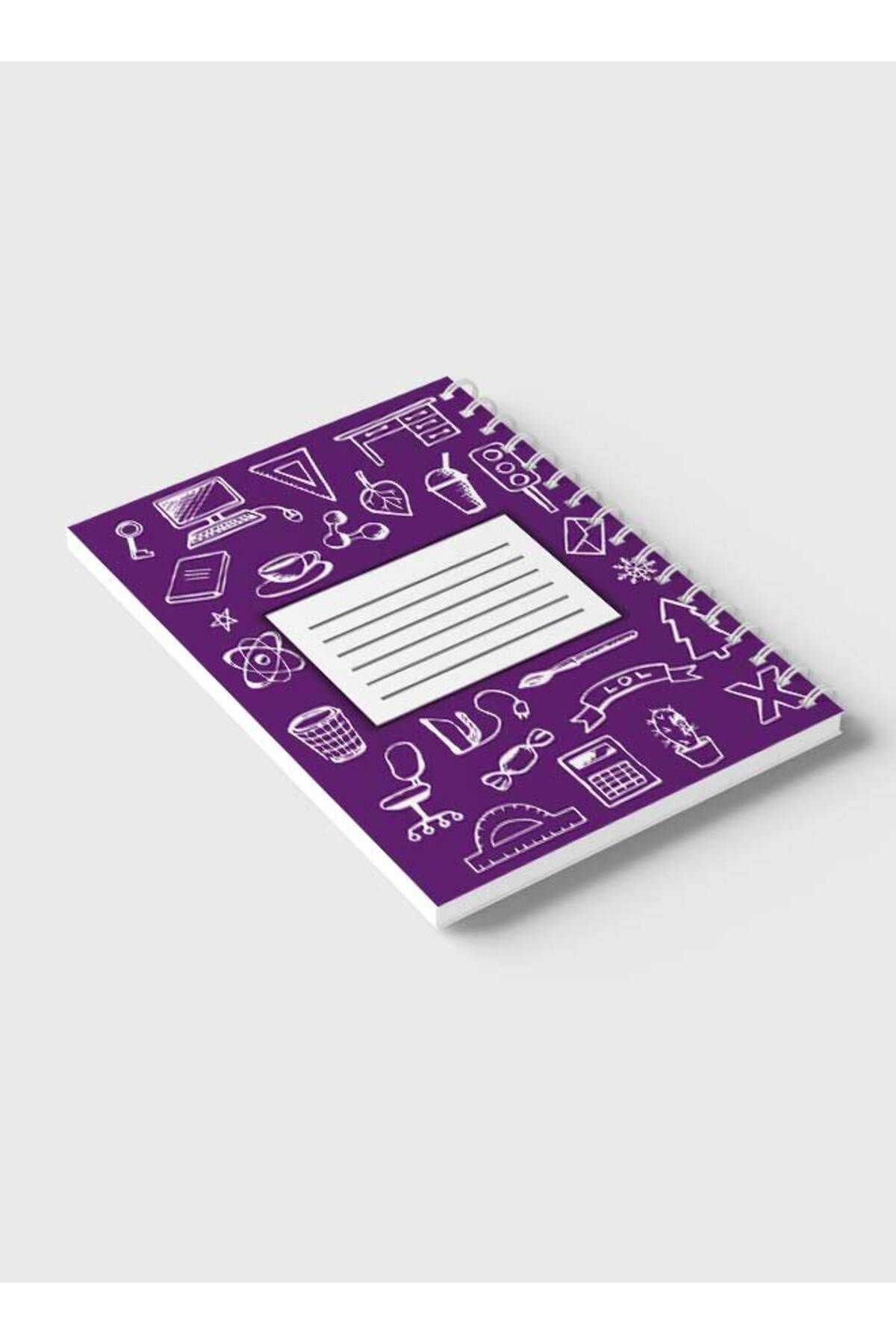 LOWHA-Spiral Notebook with Front and Back Hard Covers Featuring Back to School Light Violet Design 6