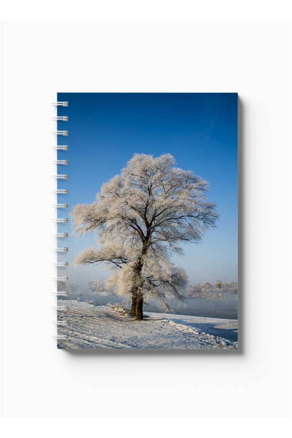 LOWHA-Spiral Notebook with Front and Back Hard Covers Featuring Snow Tree Design 5